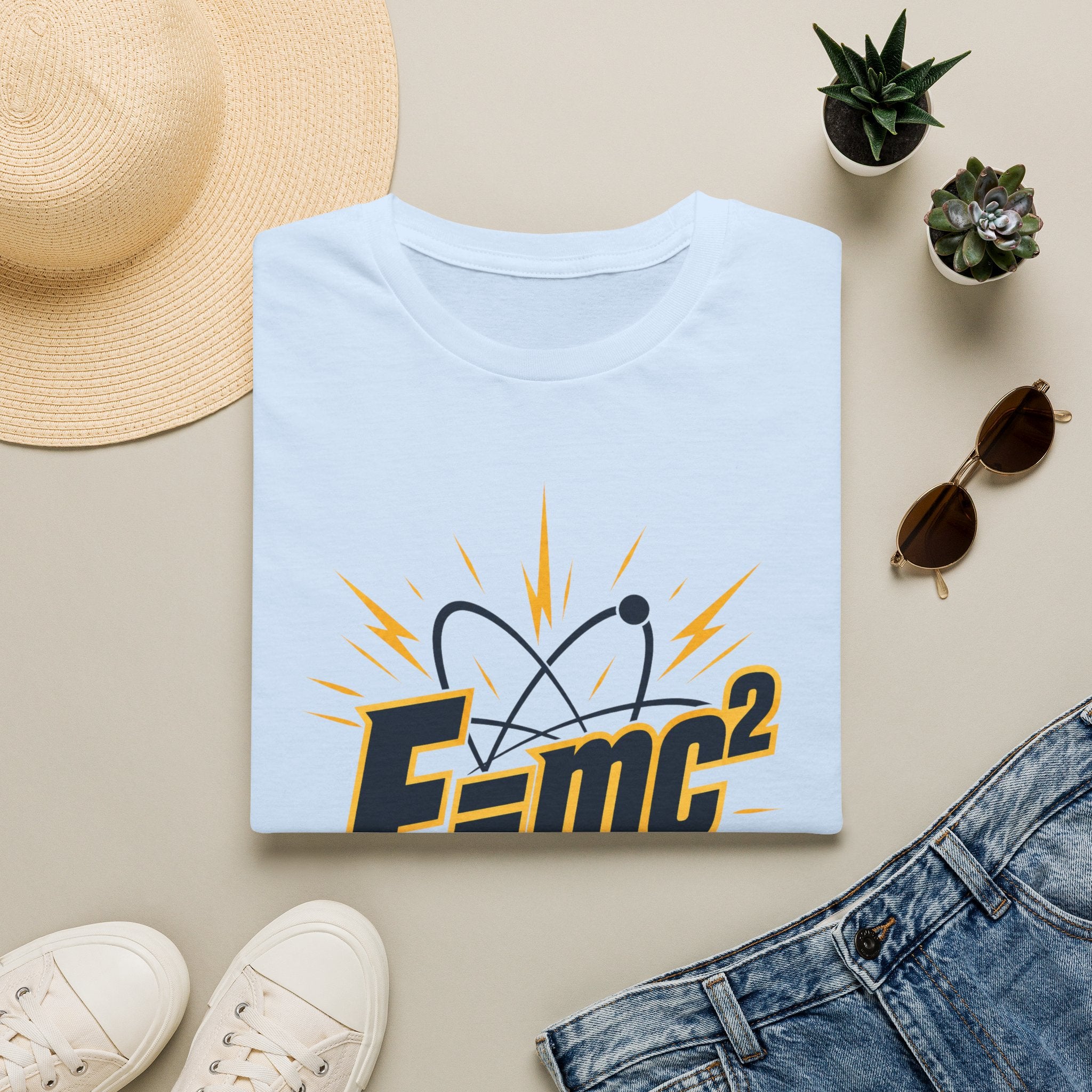 E=mc Atom Graphic T-Shirt — Retro Science Tee for Physics Lovers