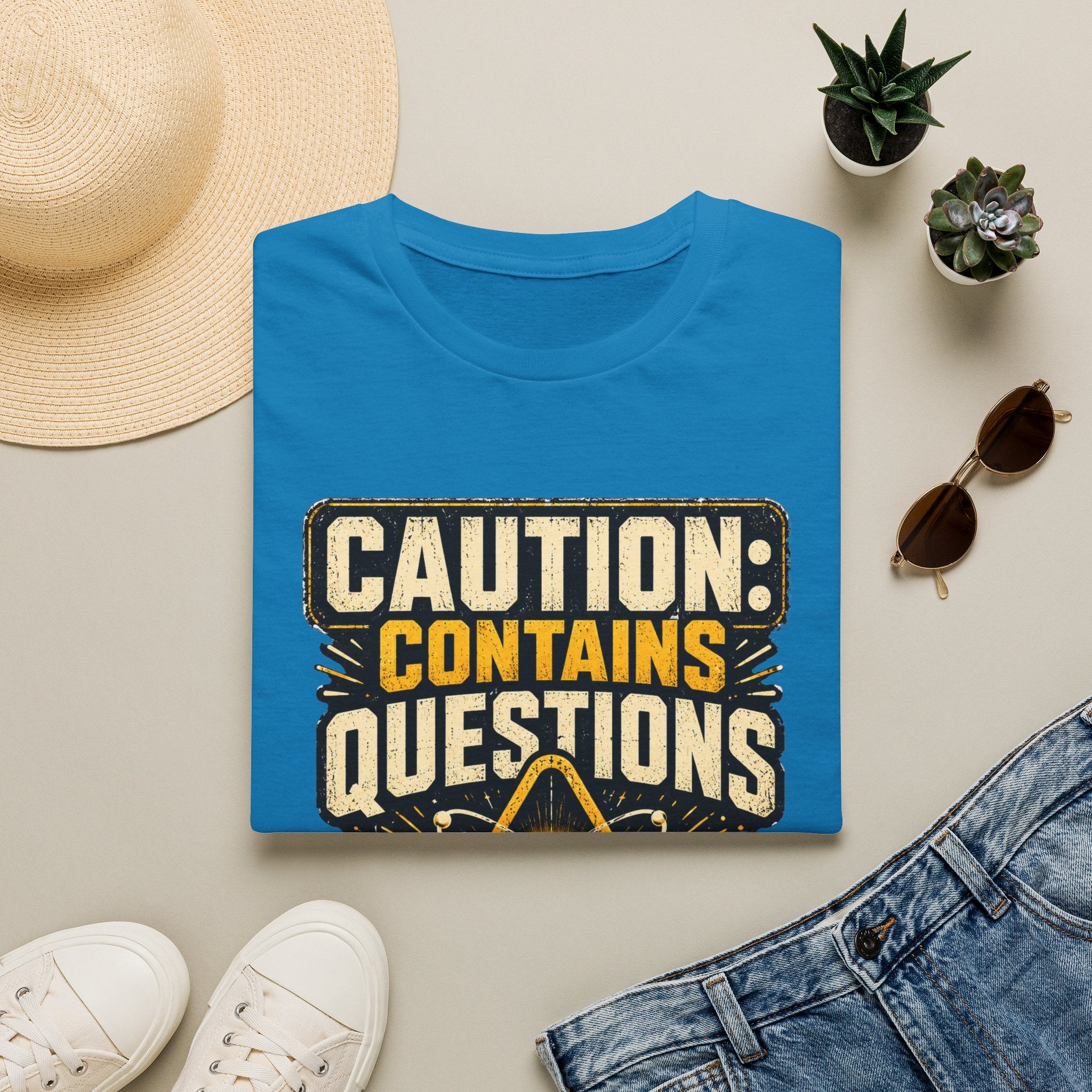 Caution: Contains Questions T-Shirt — Handle With Critical Thinking Graphic Tee