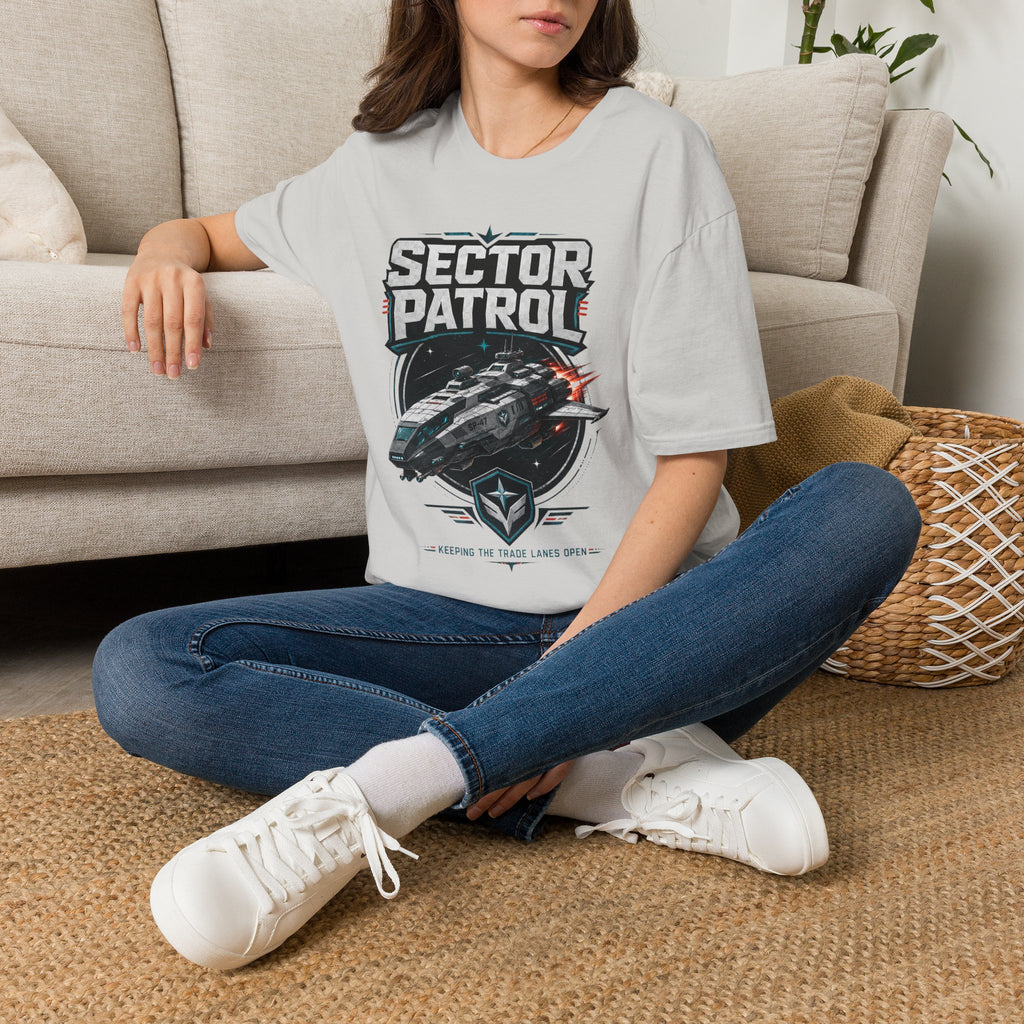 Sector Patrol T-Shirt — Sci‑Fi Space Fleet Badge Tee