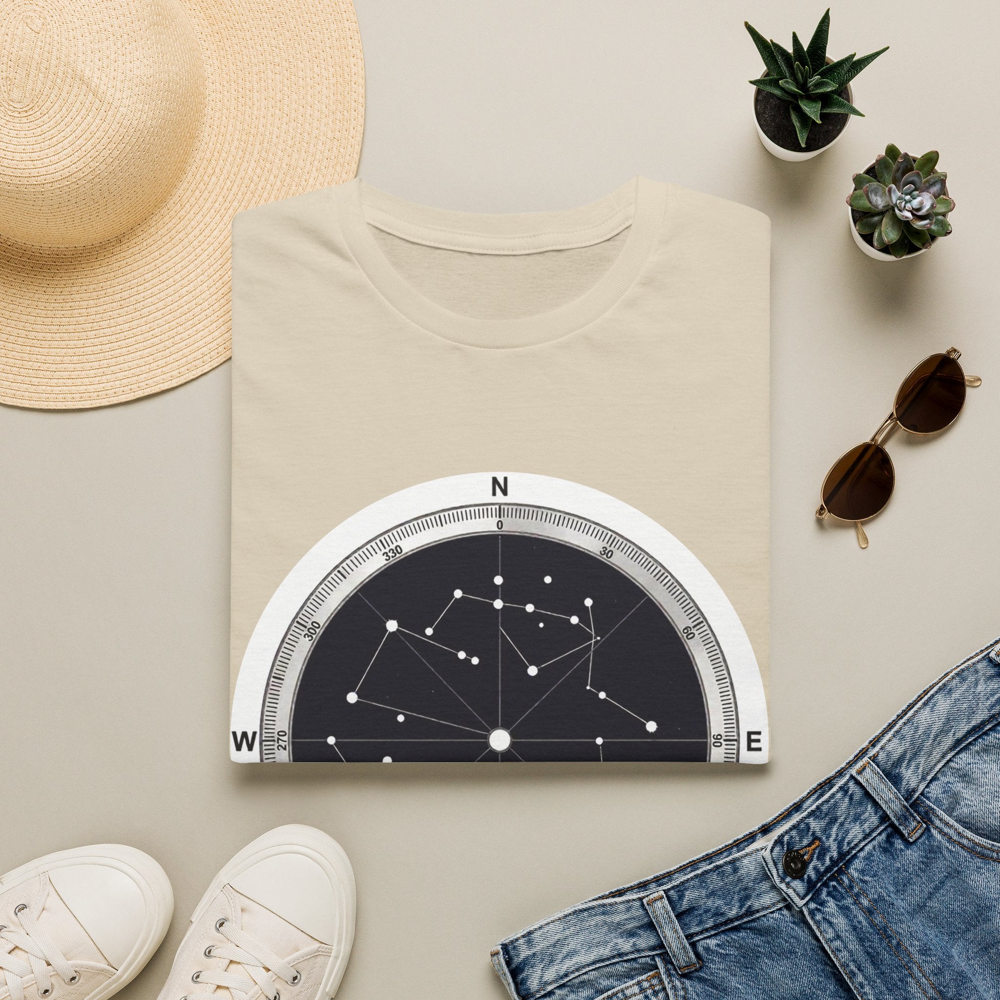 Constellation Compass T-Shirt — Night Sky Star Map Tee