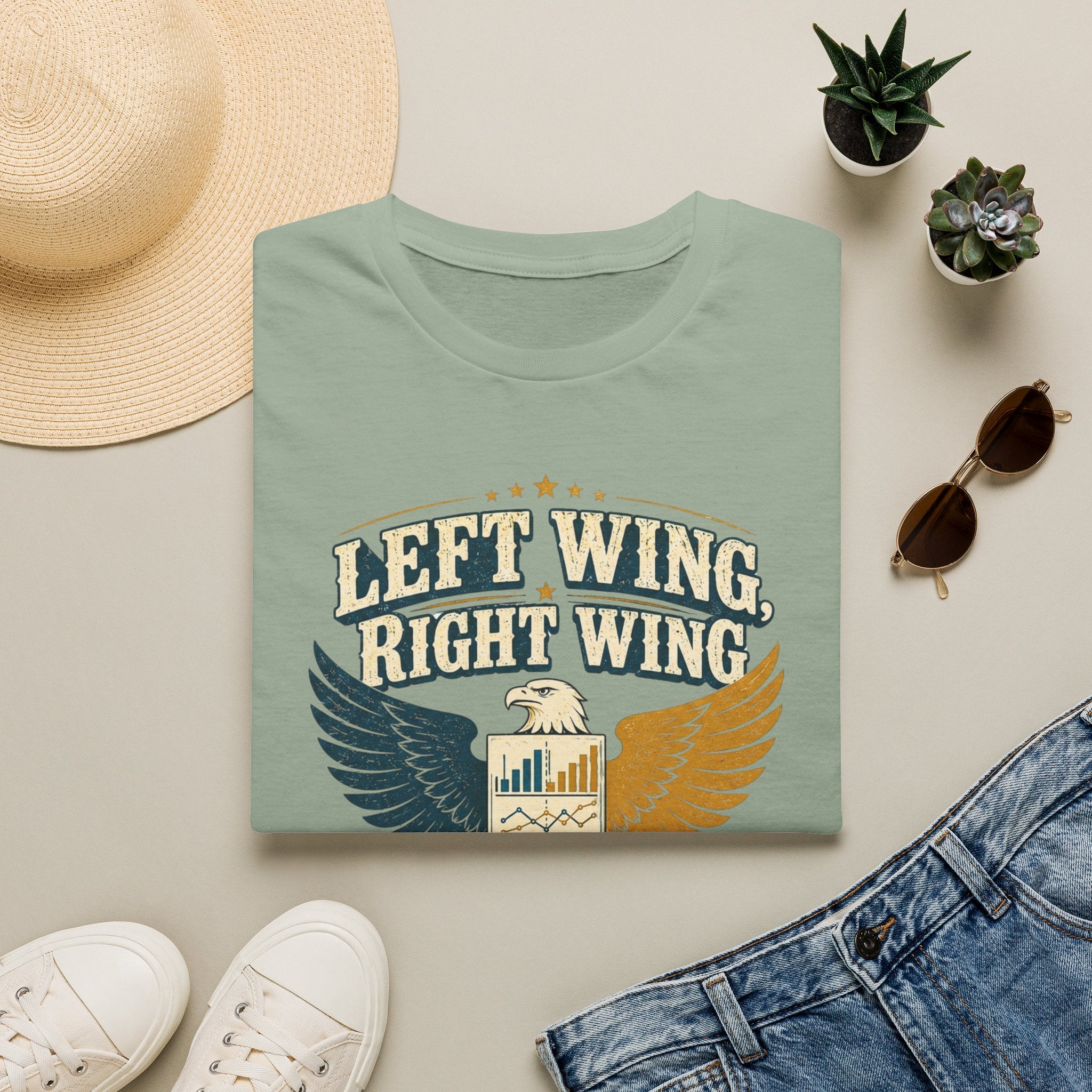 "Left Wing Right Wing, Same Bird — Check the Data" Graphic Tee