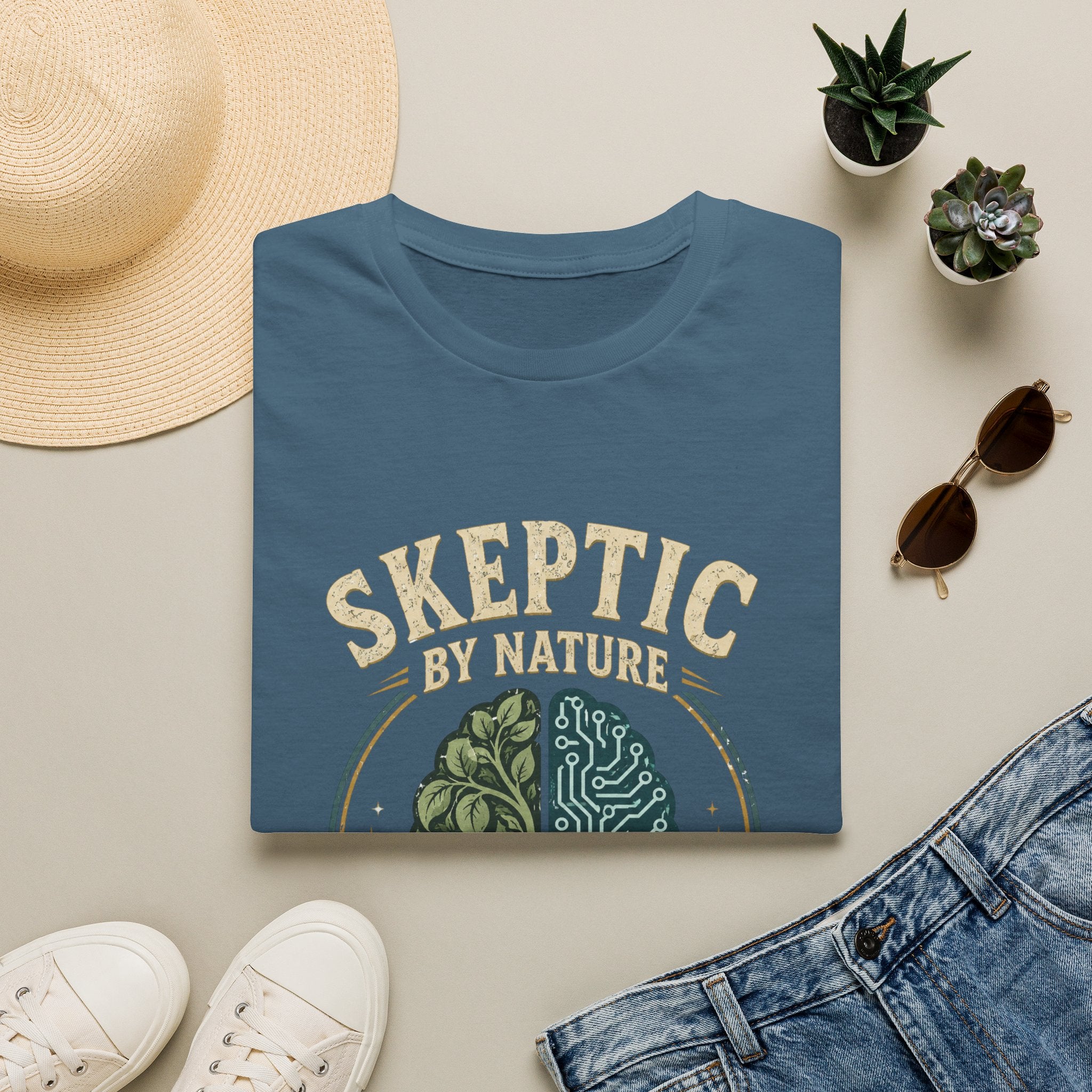 Skeptic by Nature T-Shirt — Brain Split Design ("Rational by Choice")