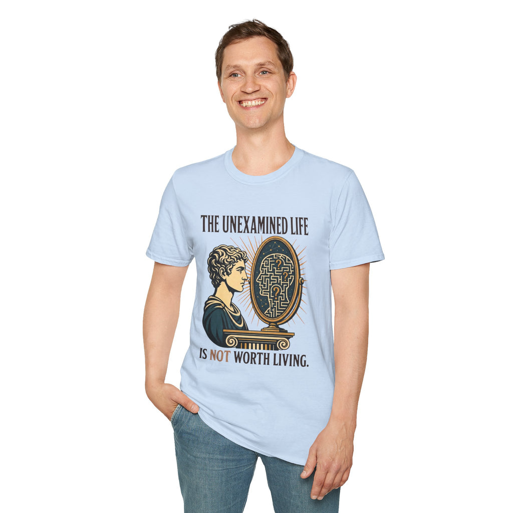 'The Unexamined Life' Philosophical Graphic Tee (Mirror Maze Design)