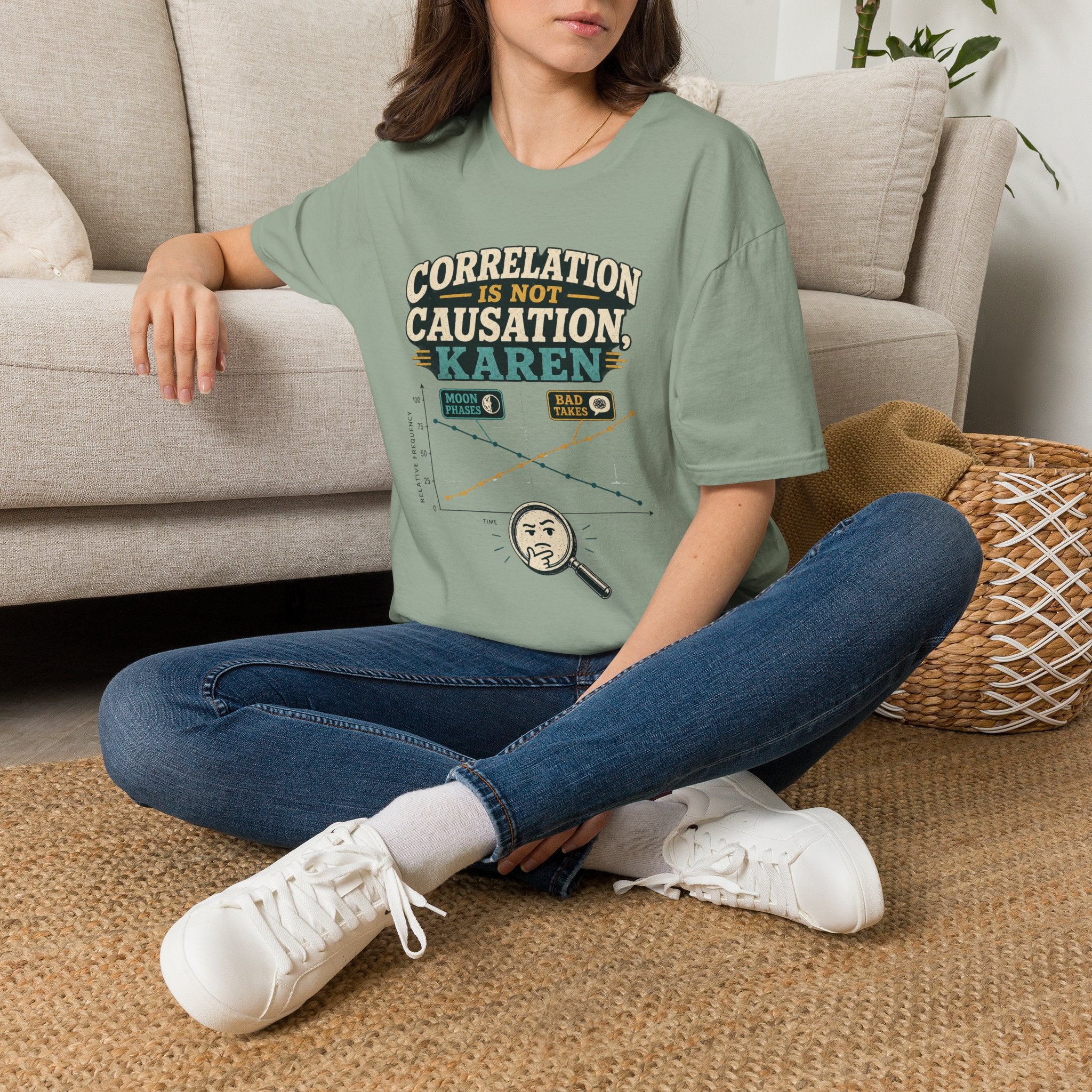 Correlation Is Not Causation Karen T-Shirt — Funny Science Meme Tee