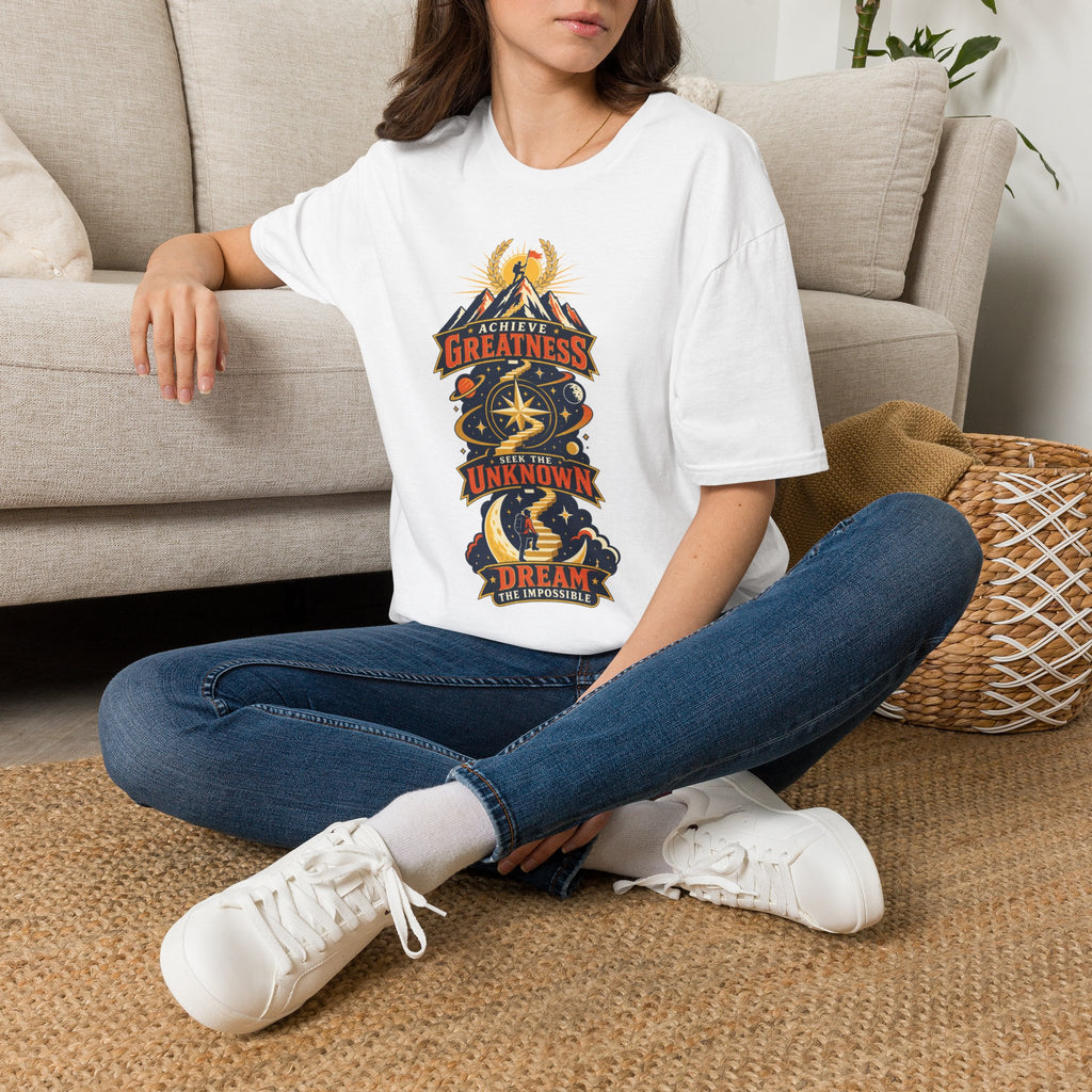 Achieve Greatness Graphic T-Shirt — Inspirational Mountain Adventure Design