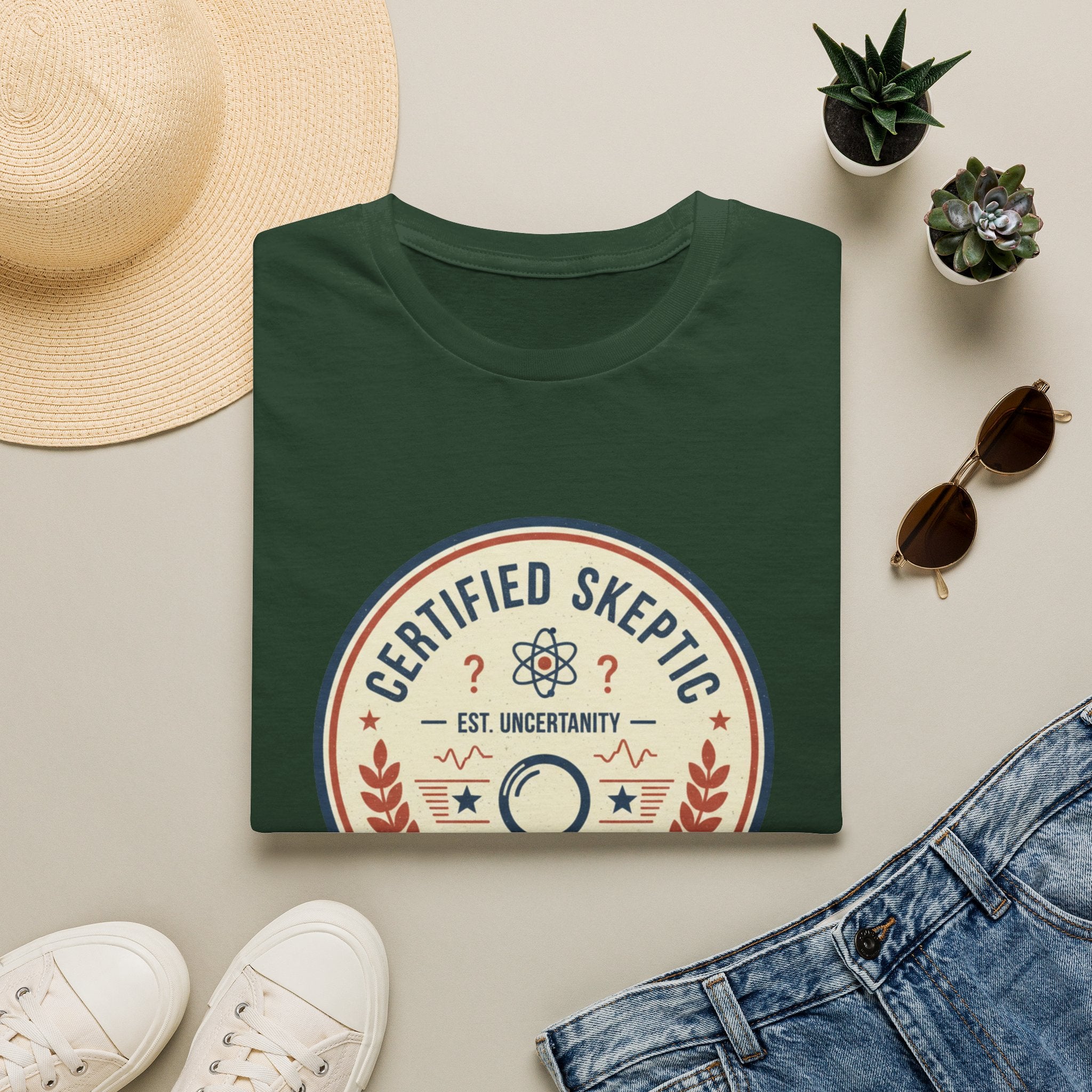 Certified Skeptic T-Shirt — 'Est. Uncertainty' Retro Science Tee