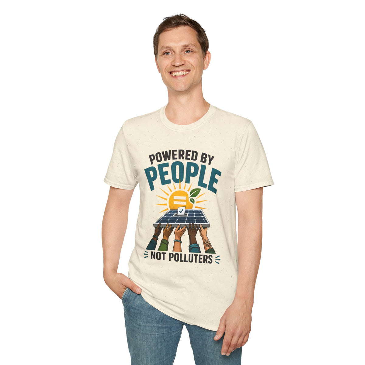 Powered By People Tee — Renewable Energy & Environmental Justice T-Shirt (Not Polluters)