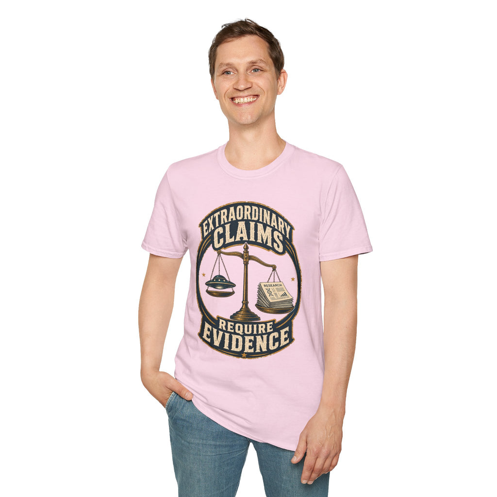 T-Shirt — "Extraordinary Claims Require Evidence" Vintage Science Skeptic Tee