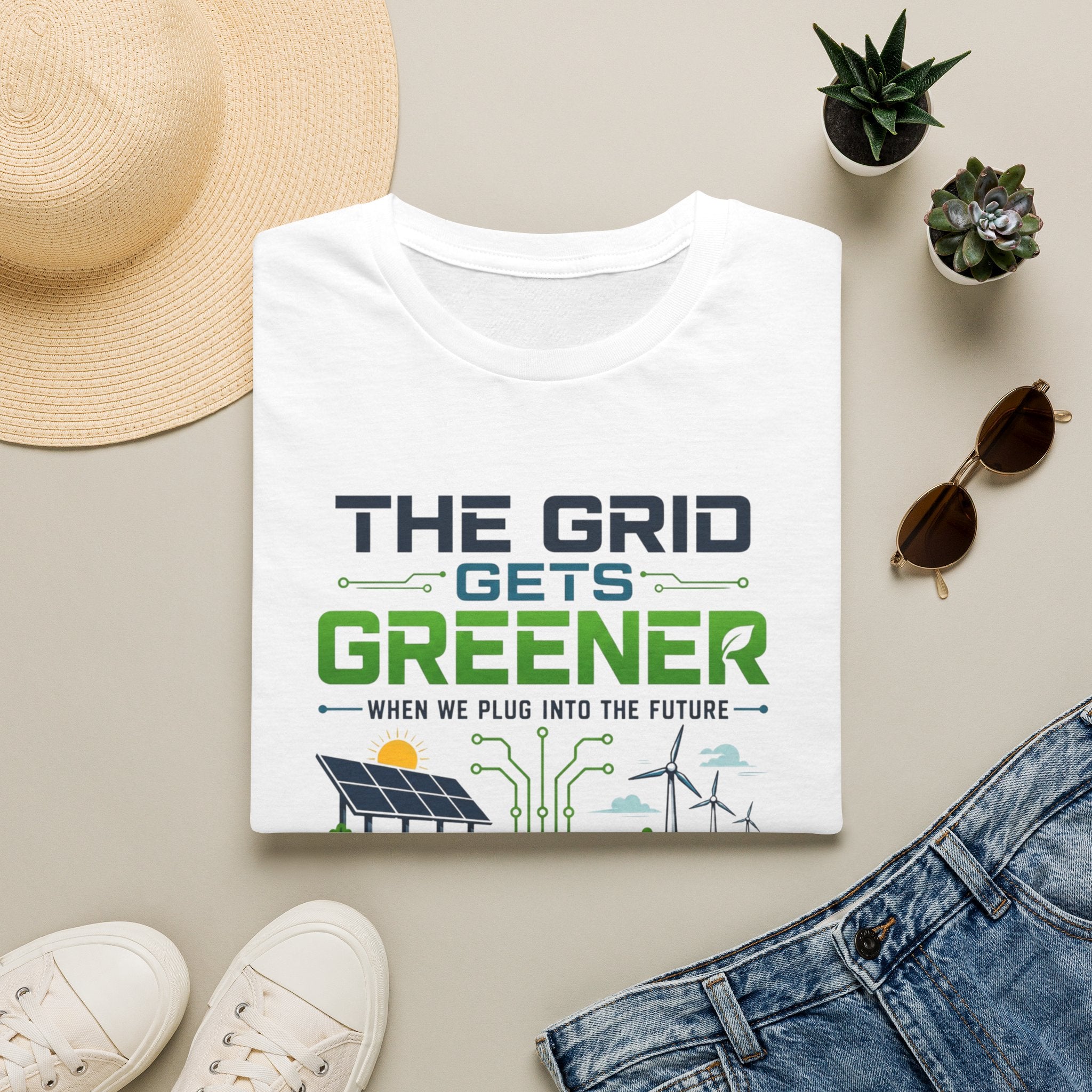 "The Grid Gets Greener" Eco Renewable Energy Tee