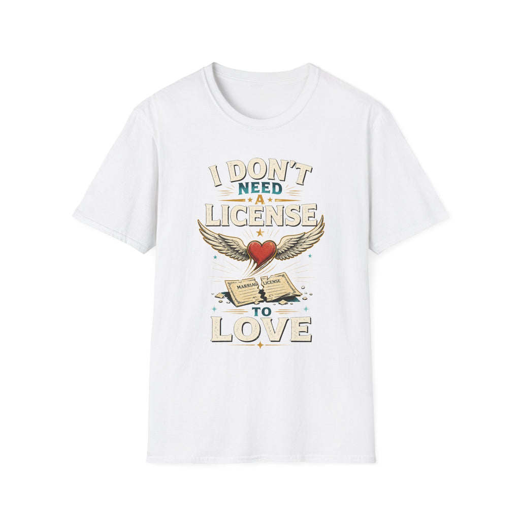 "I Don't Need a License to Love" Vintage Heart & Wings Design
