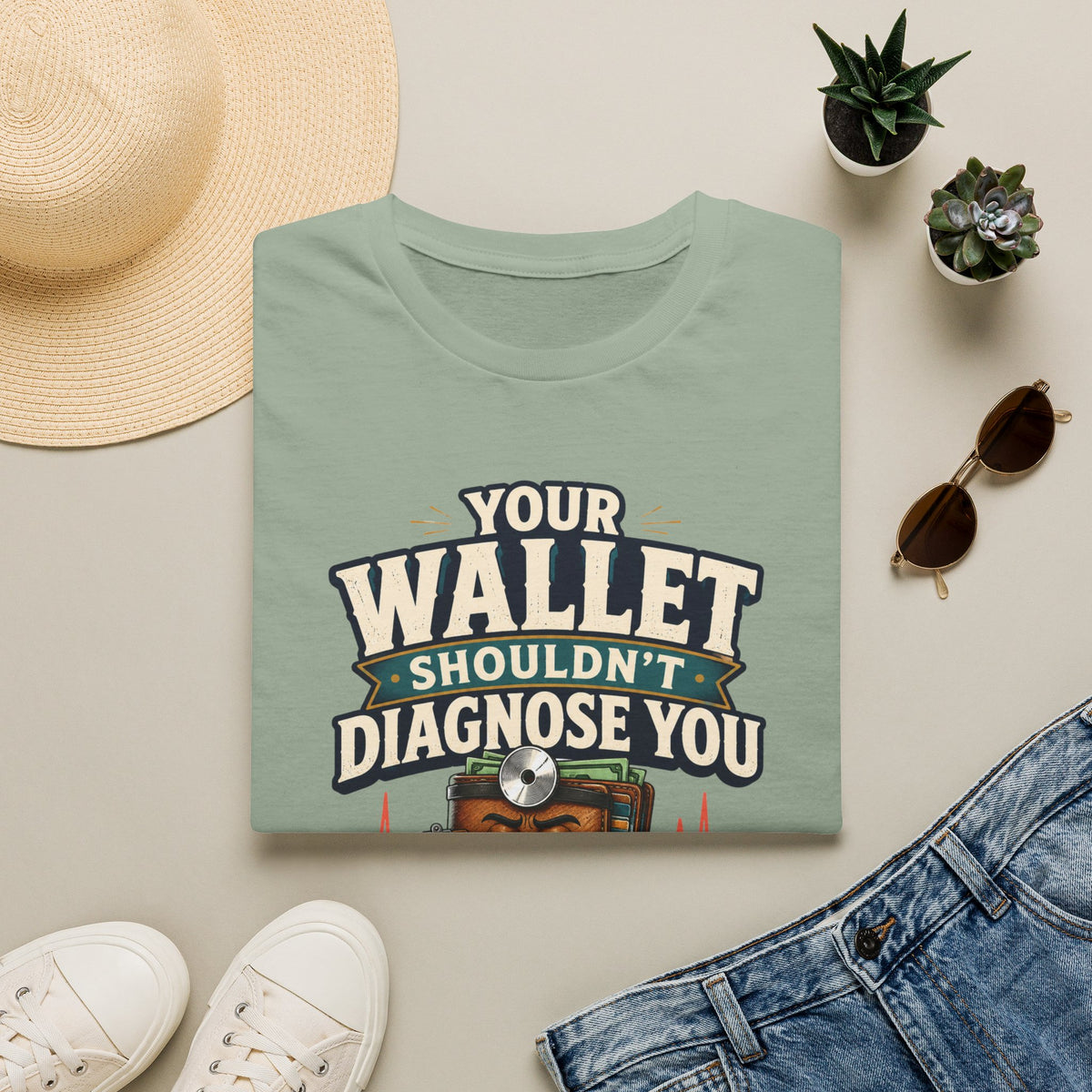 Healthcare Rights T-Shirt — "Your Wallet Shouldn't Diagnose You" Political Statement Tee