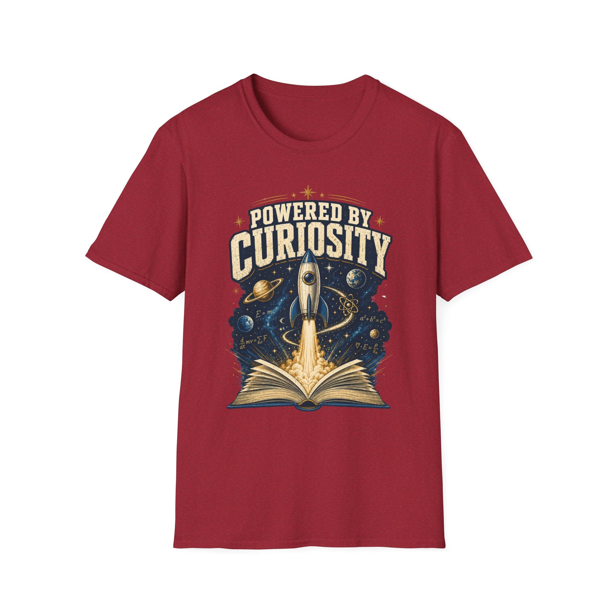 Powered by Curiosity T-Shirt — Rocket Book Space Graphic Tee