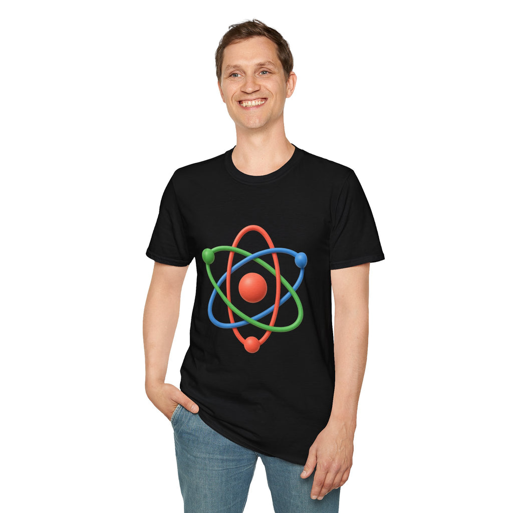 Atom Science T‑Shirt — Colorful 3D Atom Graphic Tee for Science Lovers