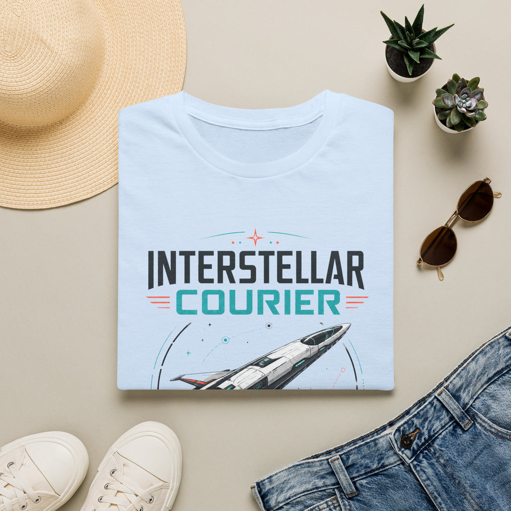 Interstellar Courier T‑Shirt — Retro Space Rocket Tee for Sci‑Fi Fans