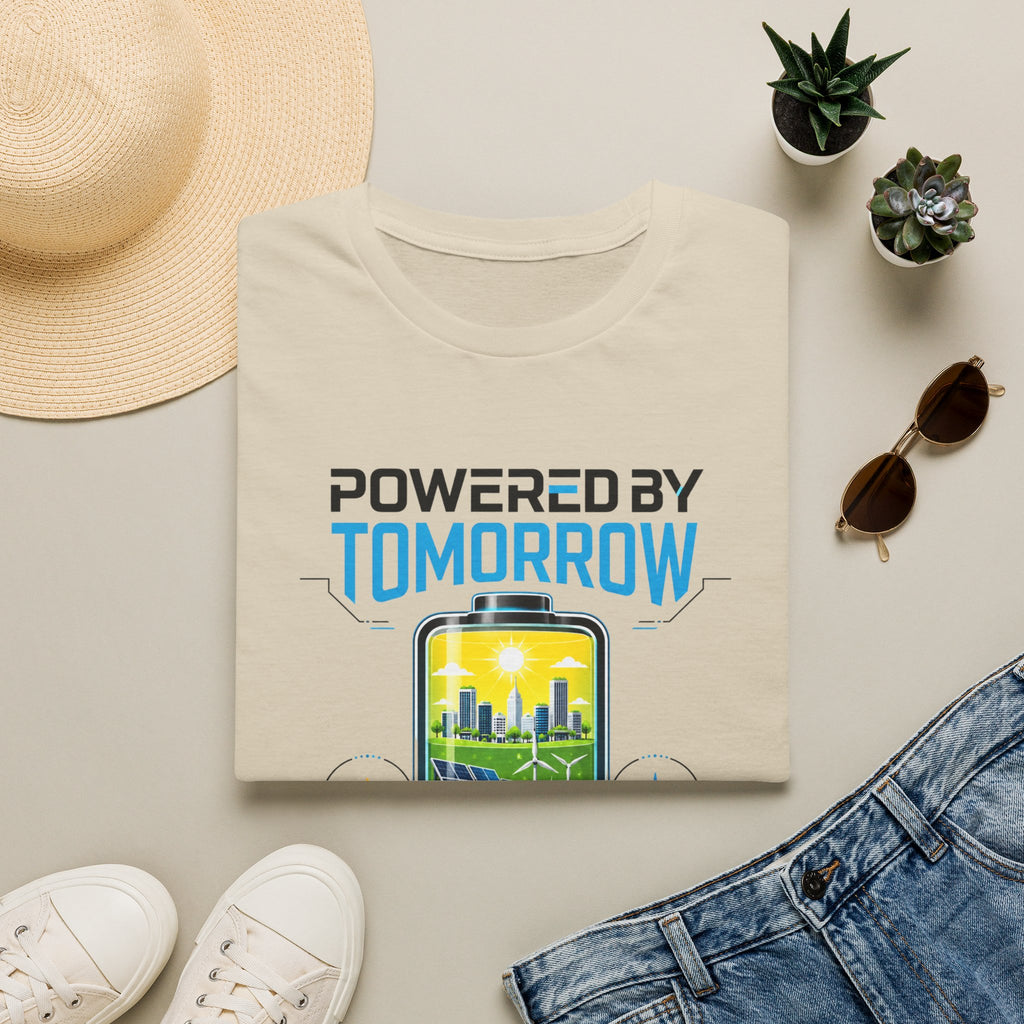 Powered By Tomorrow T‑Shirt — Eco Future Renewable Energy Graphic Tee