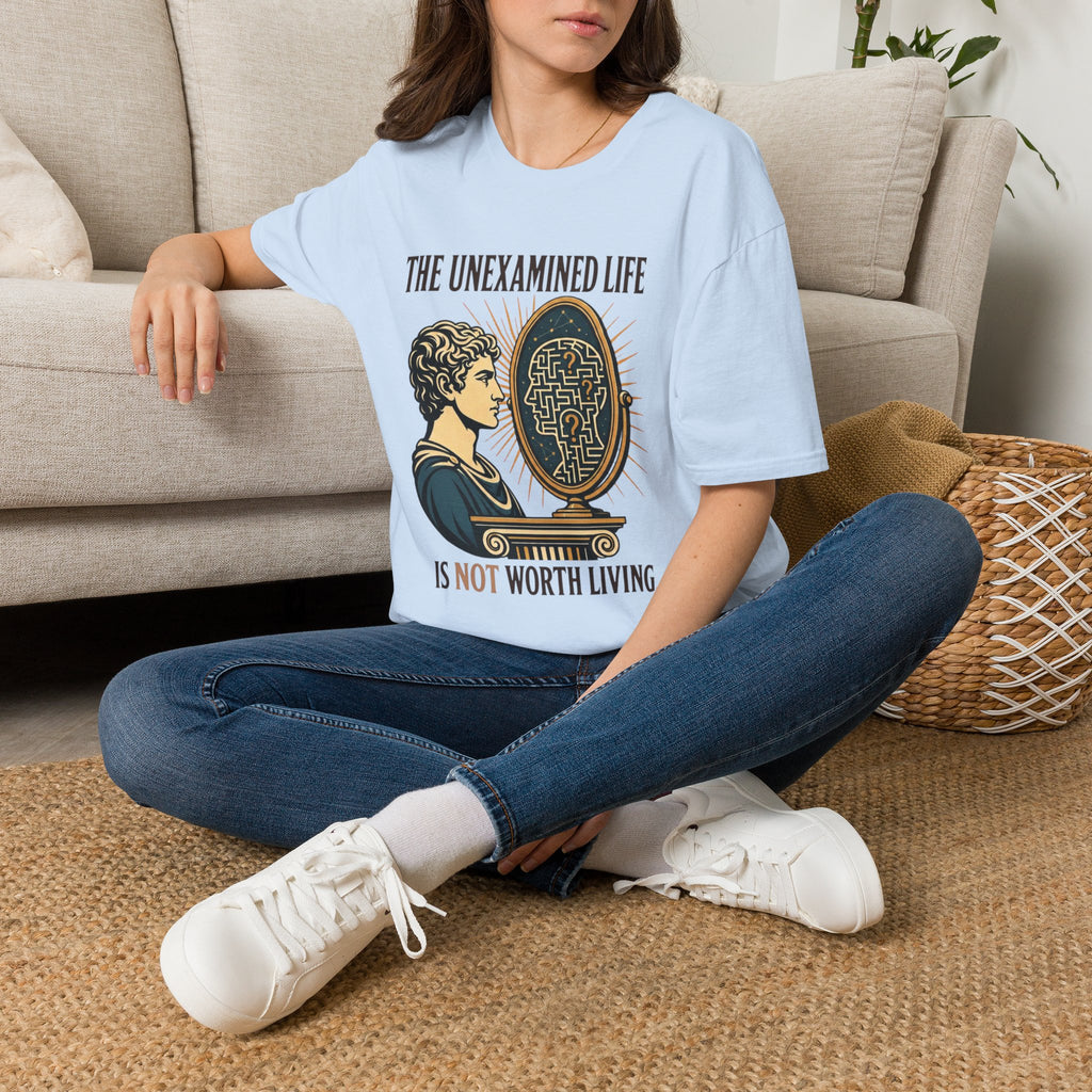 'The Unexamined Life' Philosophical Graphic Tee (Mirror Maze Design)