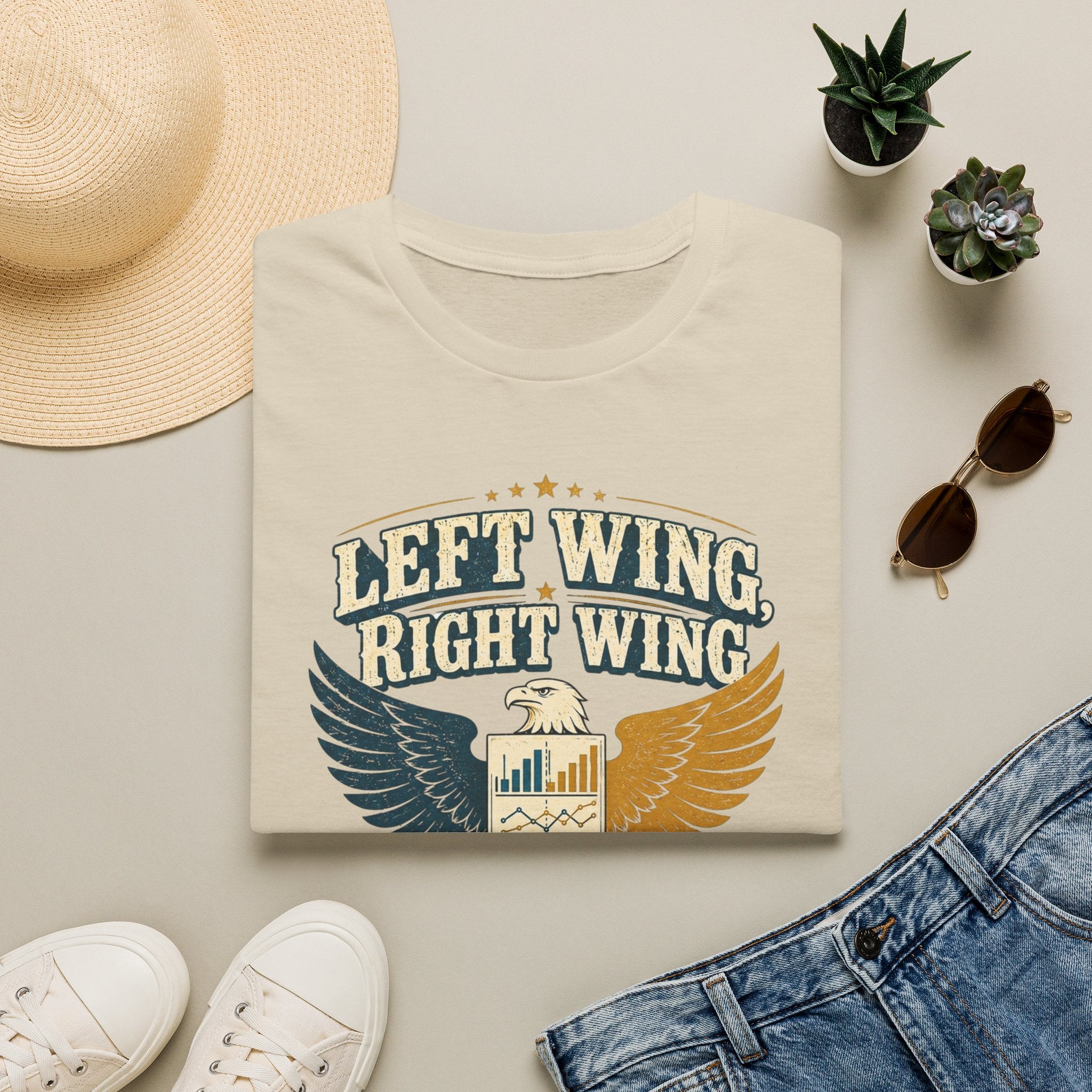 "Left Wing Right Wing, Same Bird — Check the Data" Graphic Tee
