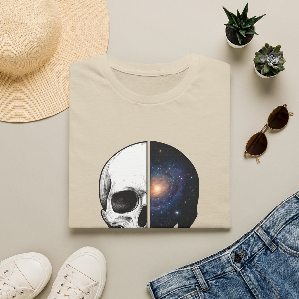 Skull & Galaxy T-Shirt — "Reason in a Silent Universe" Graphic Tee