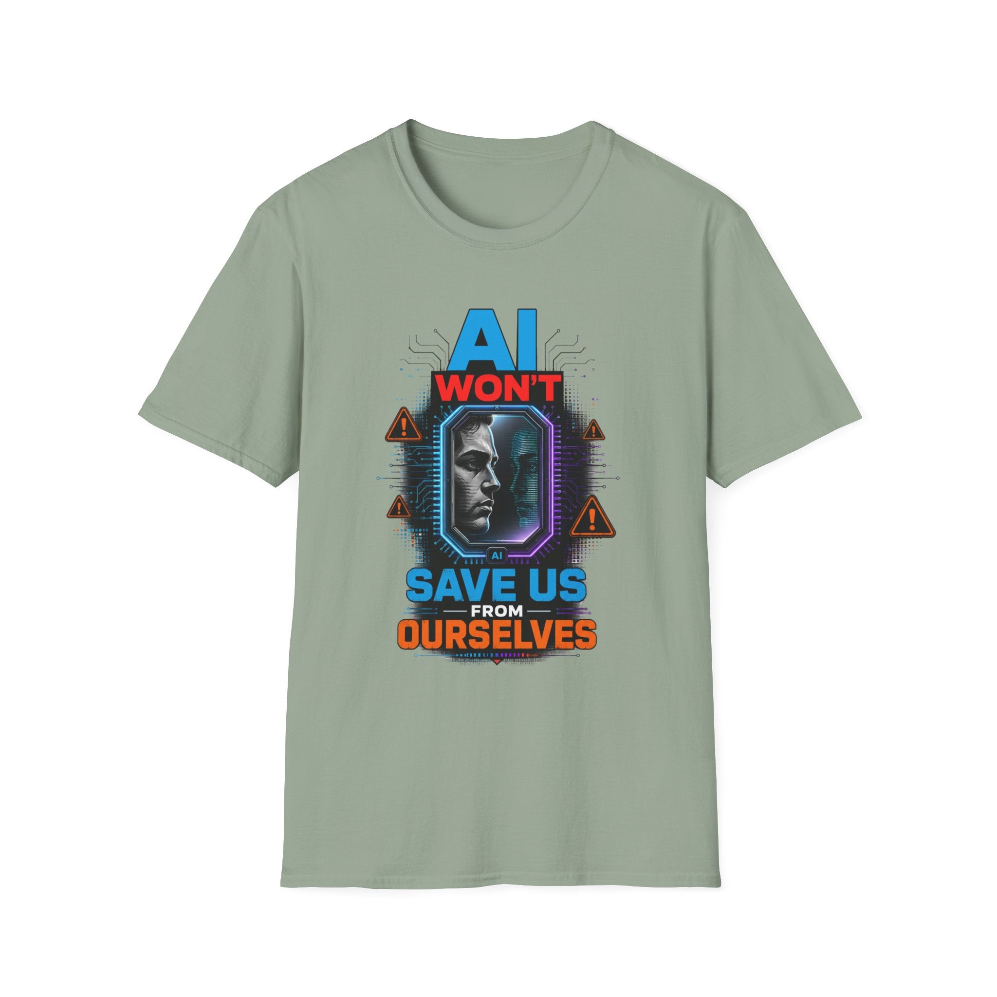 "AI Won't Save Us From Ourselves" Futuristic Tech Statement Tee