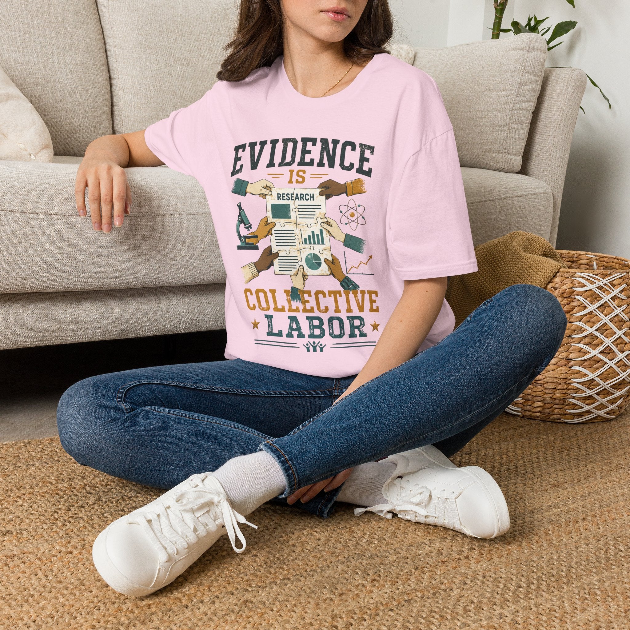 Evidence Is Research T-Shirt — "Evidence Is Collective Labor" Science Graphic Tee