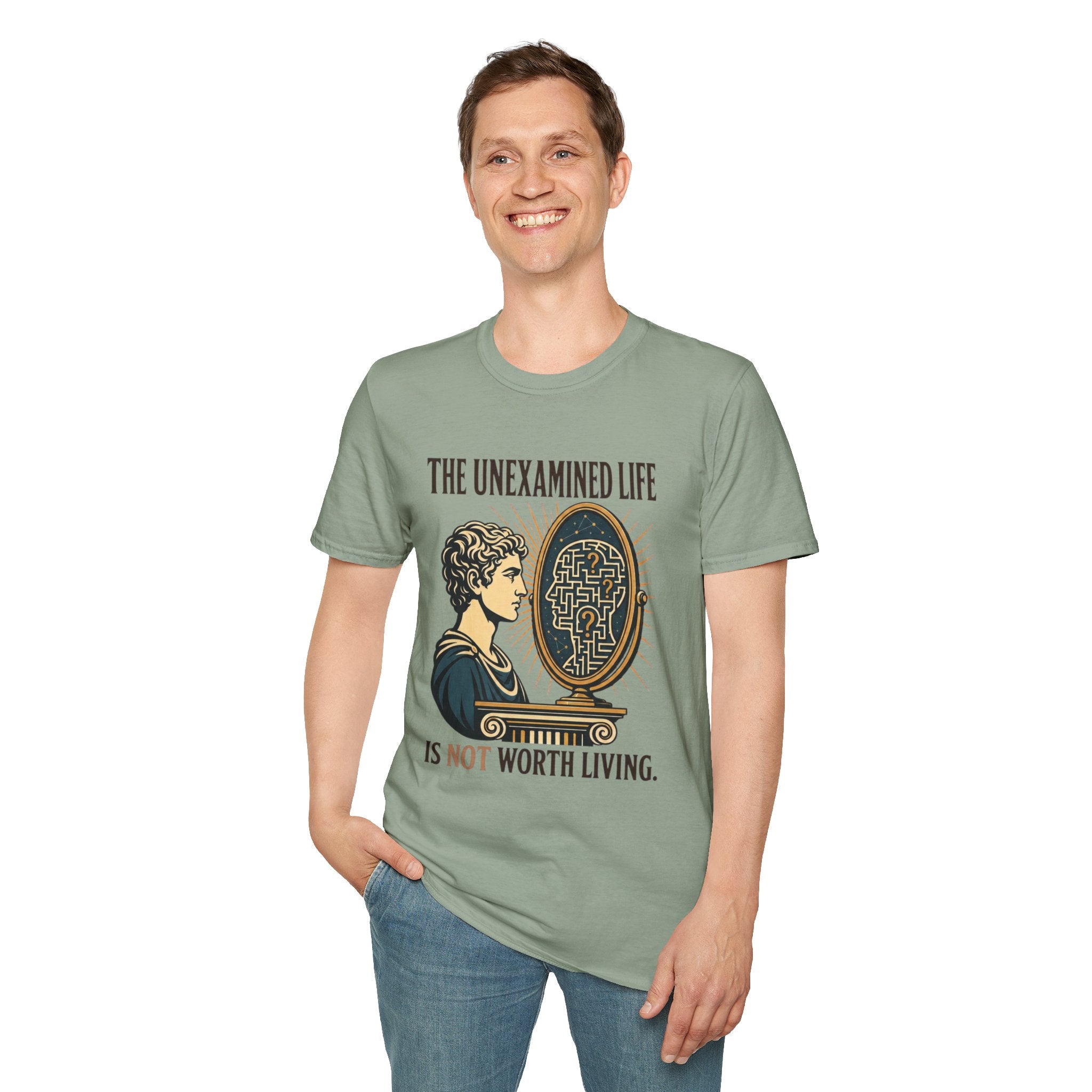 'The Unexamined Life' Philosophical Graphic Tee (Mirror Maze Design)