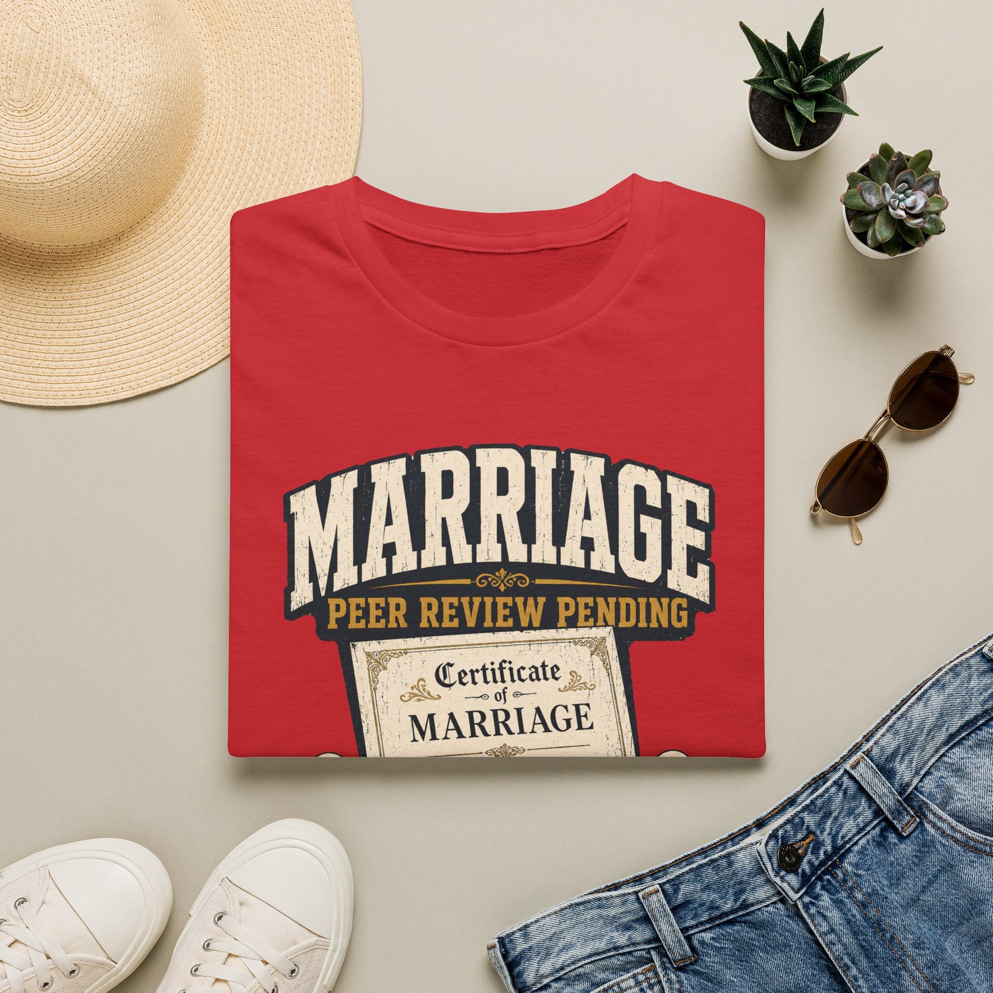 Marriage 'Peer Review Pending' T‑Shirt – Funny Engagement/Bridal Shower Tee
