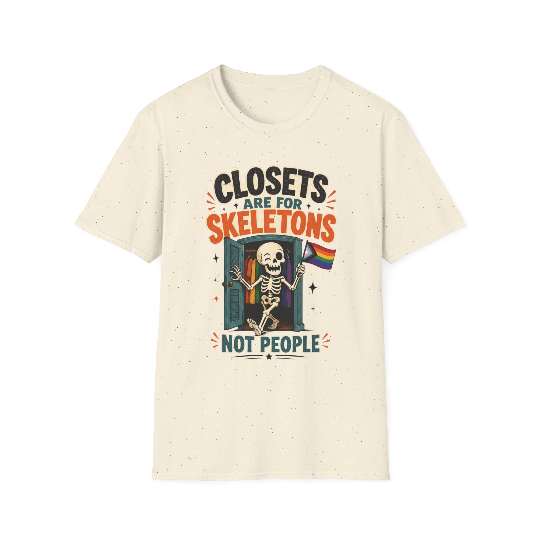 "Closets Are for Skeletons, Not People" Pride Graphic Tee
