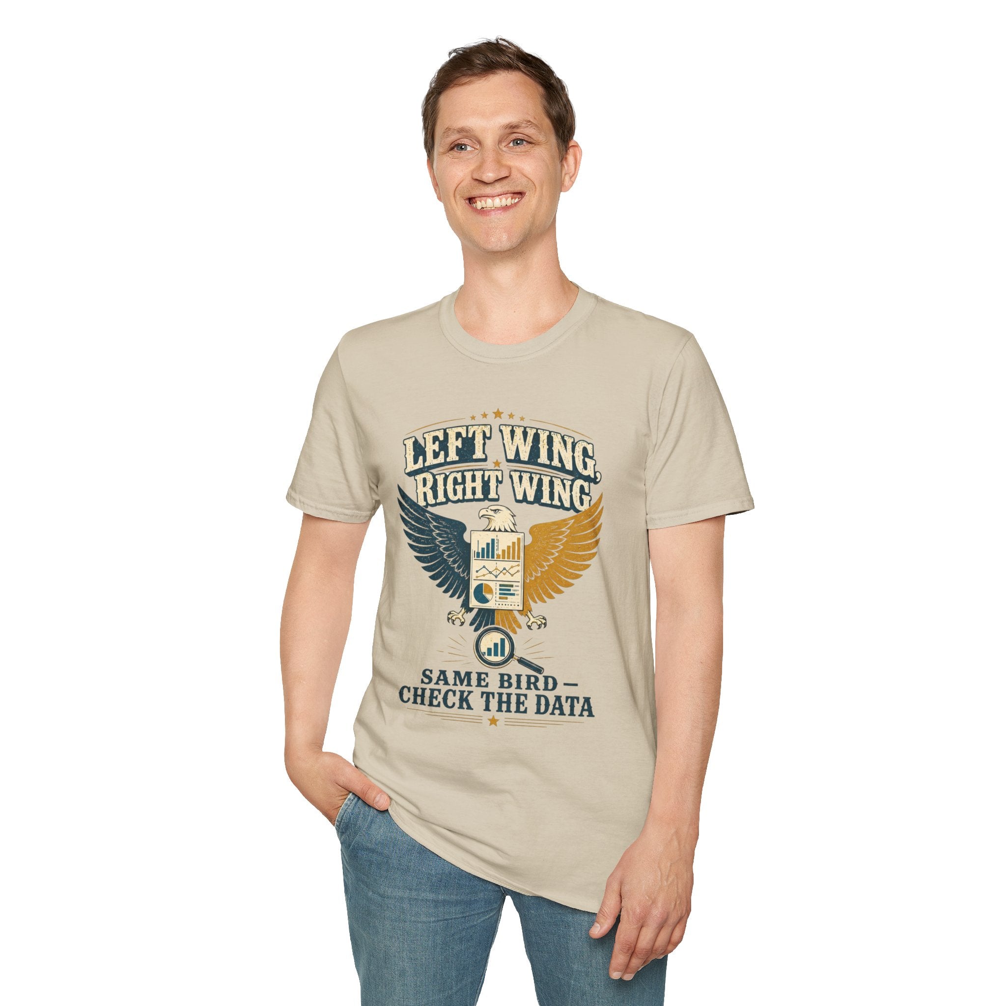 "Left Wing Right Wing, Same Bird — Check the Data" Graphic Tee