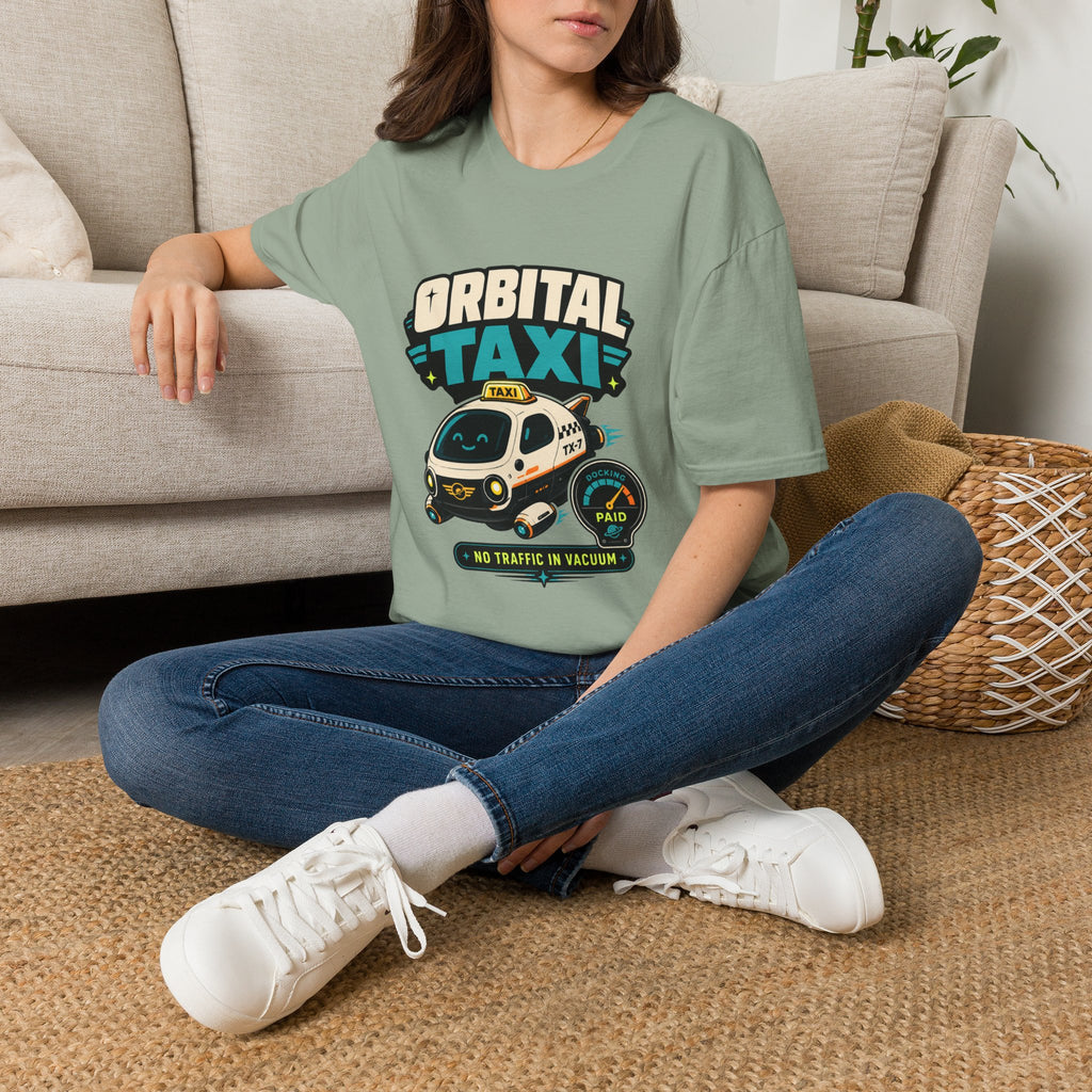 Orbital Taxi T‑Shirt – Retro Space Shuttle Cab Graphic Tee