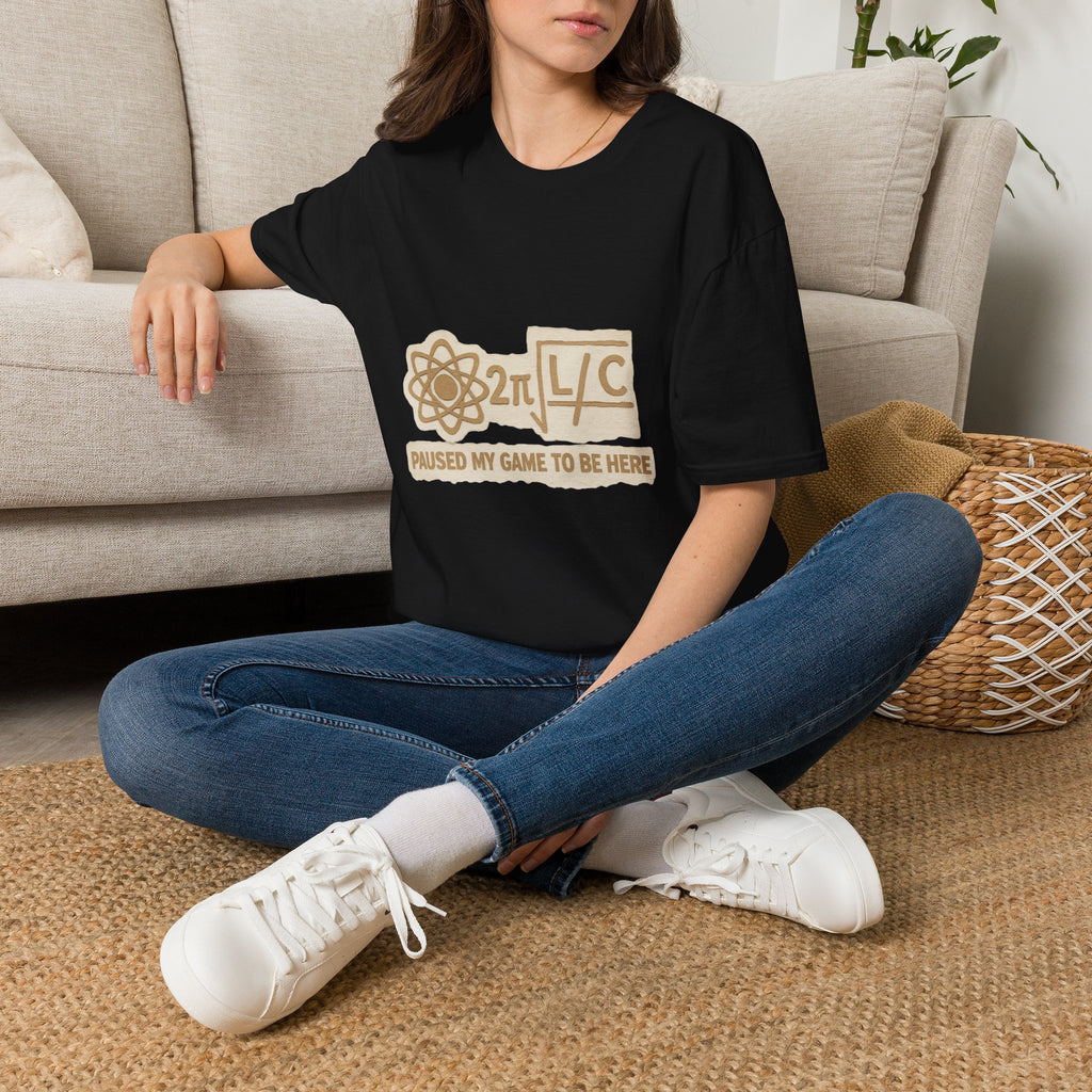 Physics Joke T-Shirt — '2π L/C' Retro Atom Graphic (I Used My Game to Be Here)
