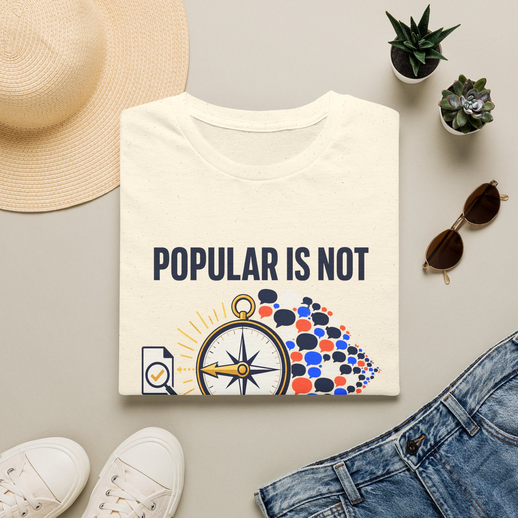 "Popular Is Not The Same As True" Compass Graphic Tee