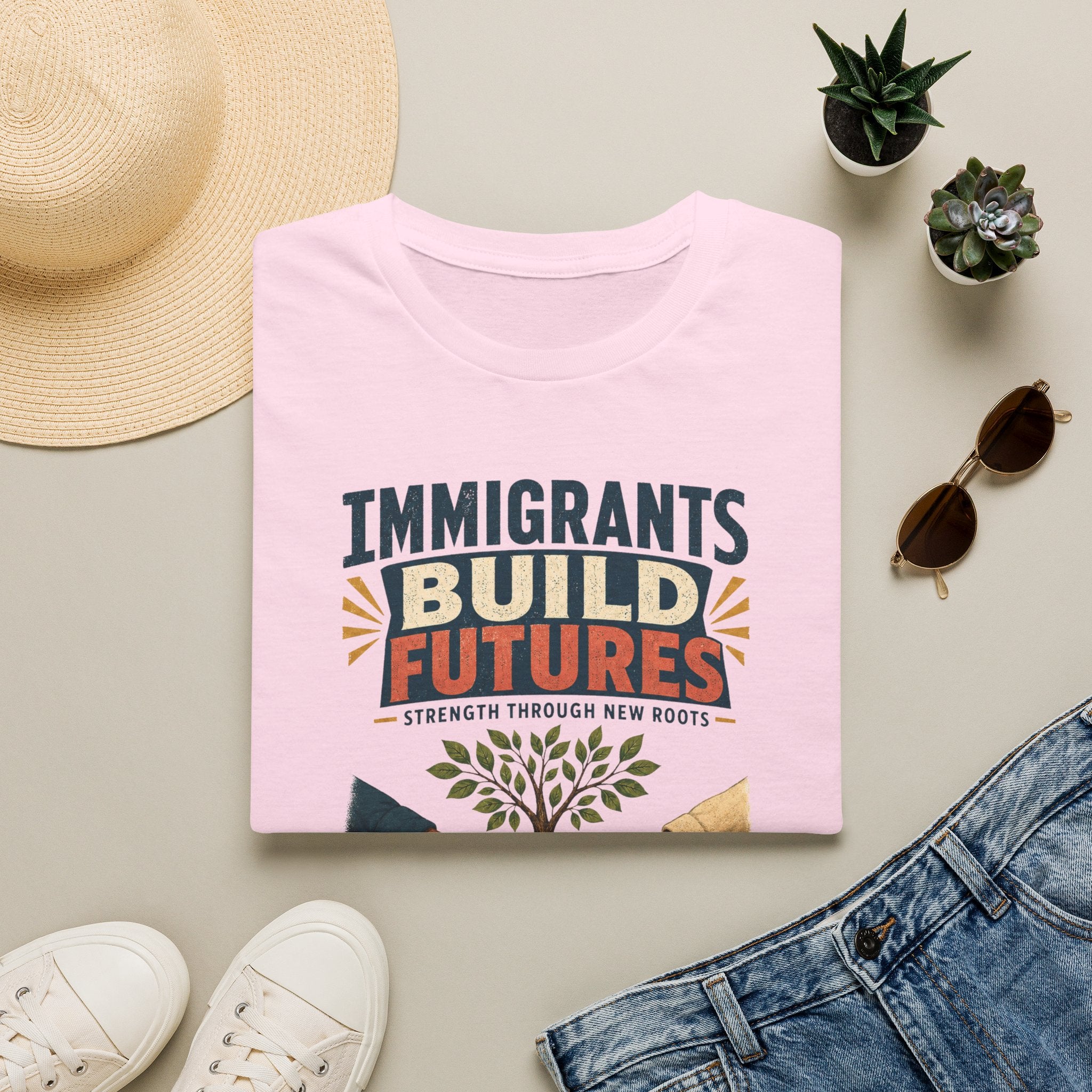 Immigrants Build Futures T-Shirt – Strength Through New Roots Tee