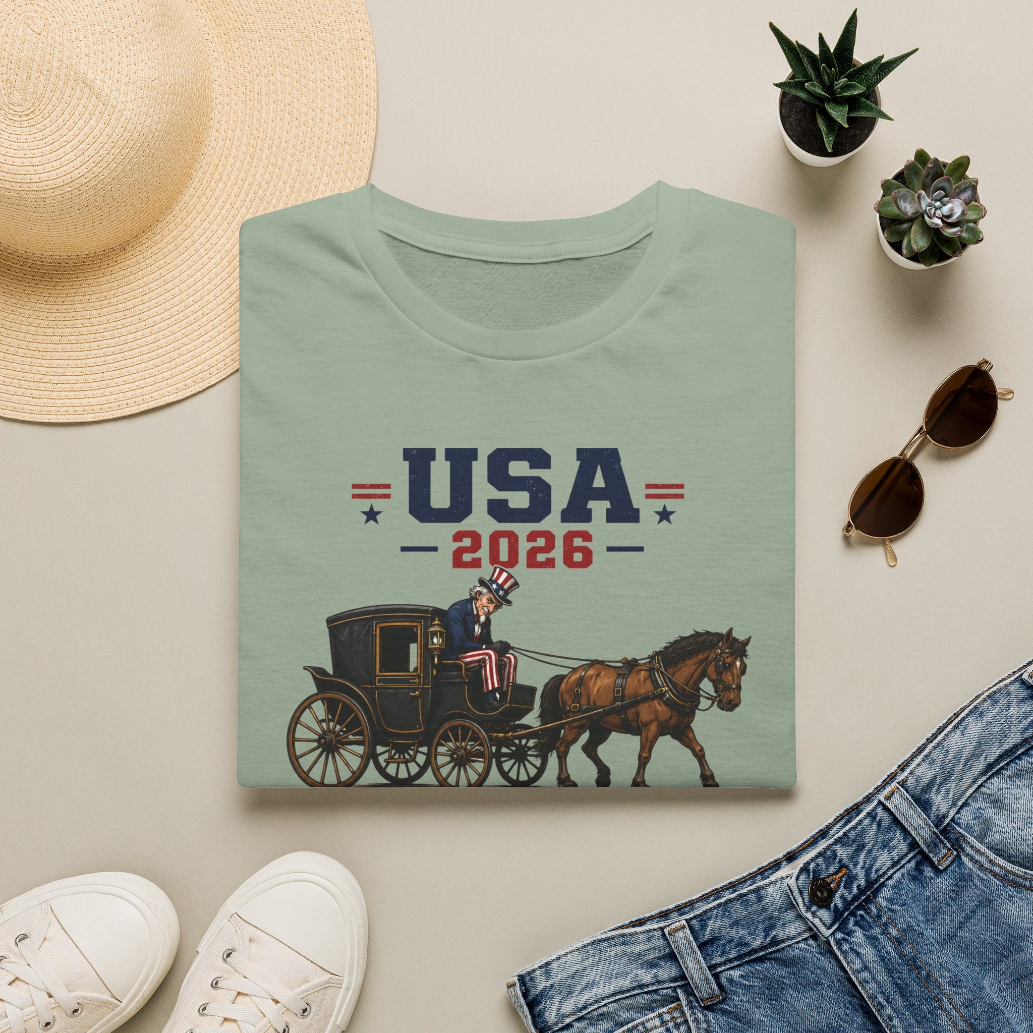 USA 2026 Campaign T‑Shirt — Patriotic Coach & Horse Graphic Tee