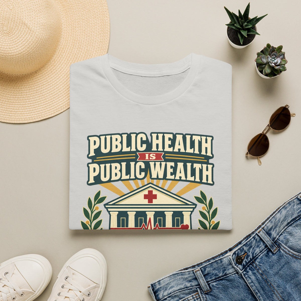 Public Health Is Public Wealth T-Shirt — 'Care For All' Community Health Tee
