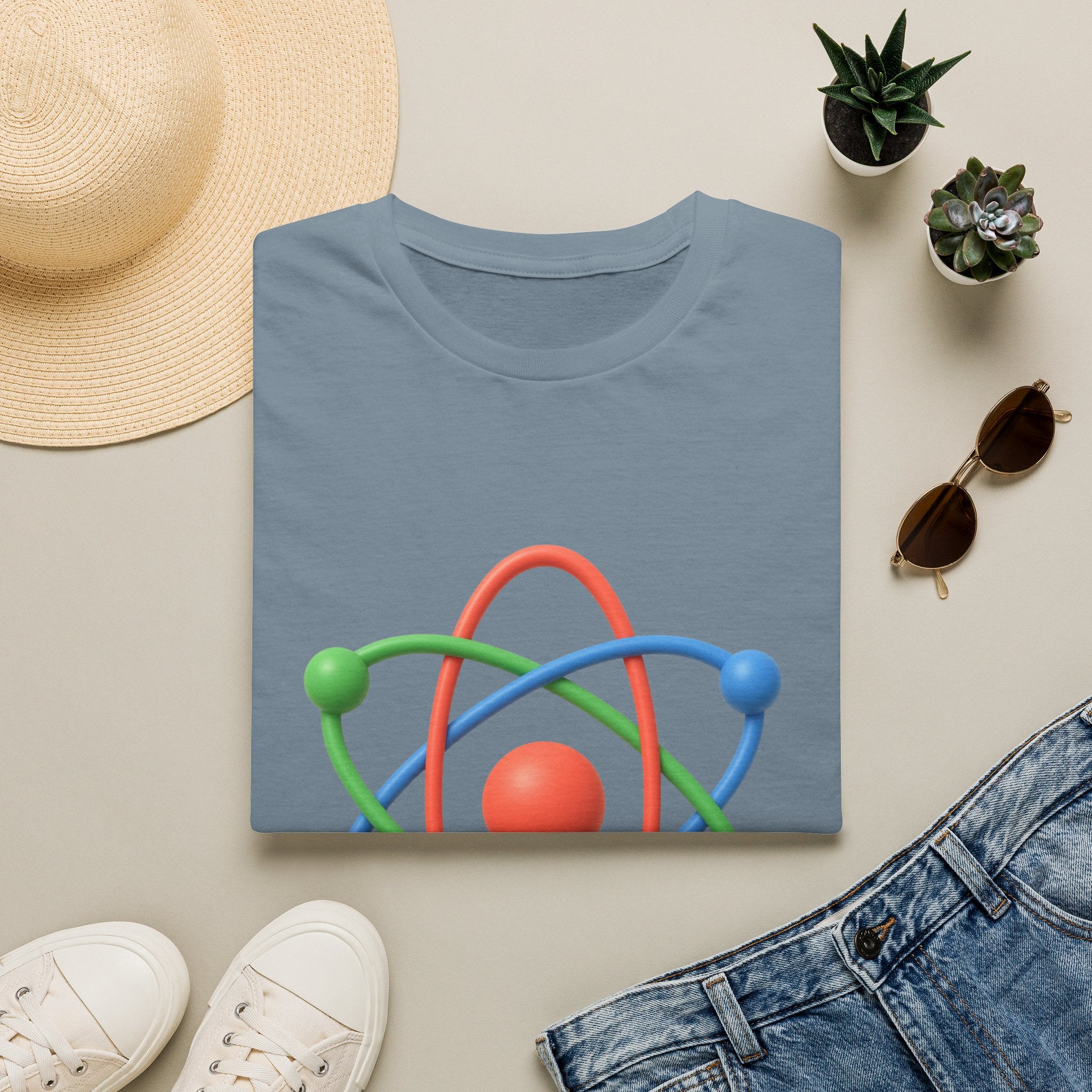 Atom Science T‑Shirt — Colorful 3D Atom Graphic Tee for Science Lovers