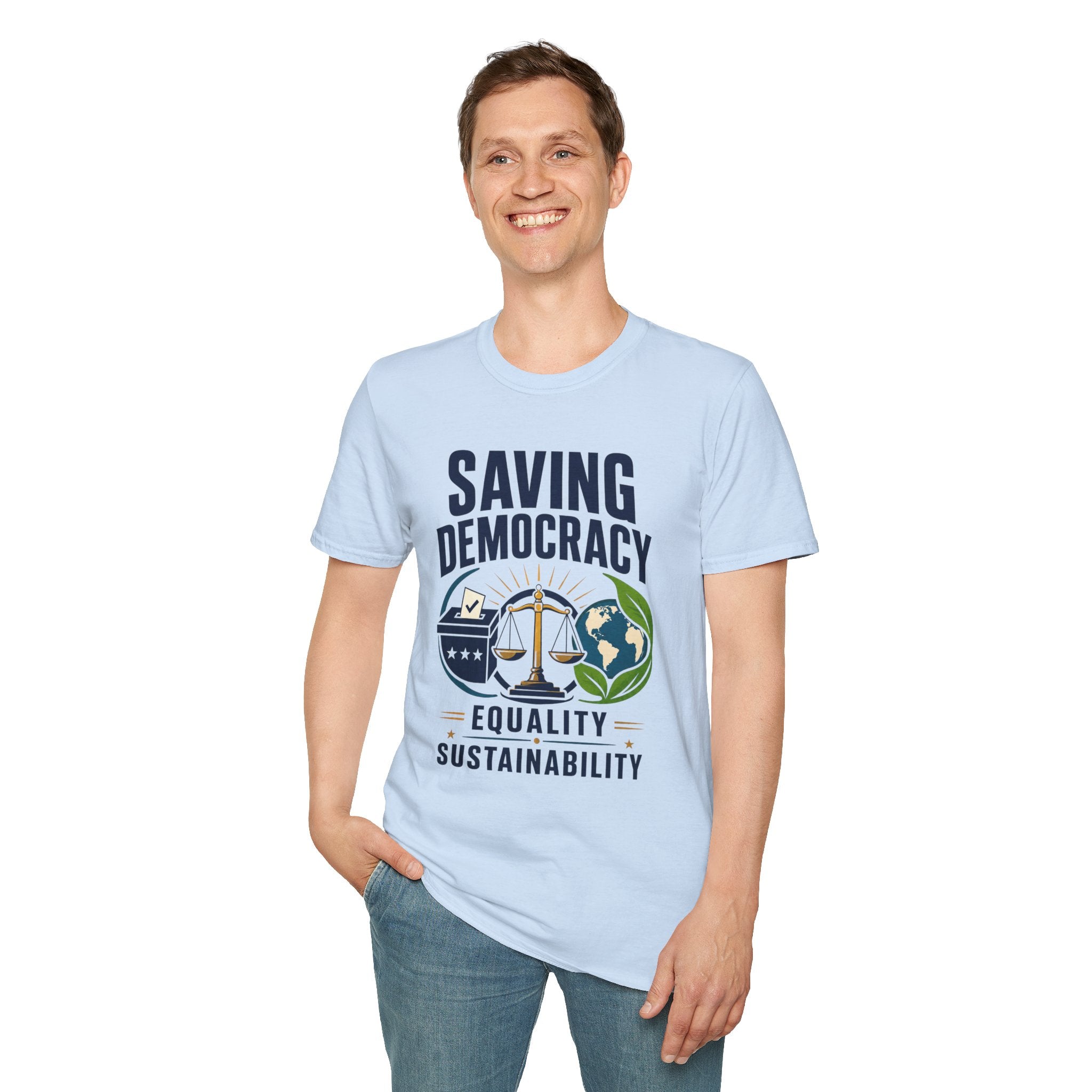 Saving Democracy T-Shirt — Equality & Sustainability Graphic Tee
