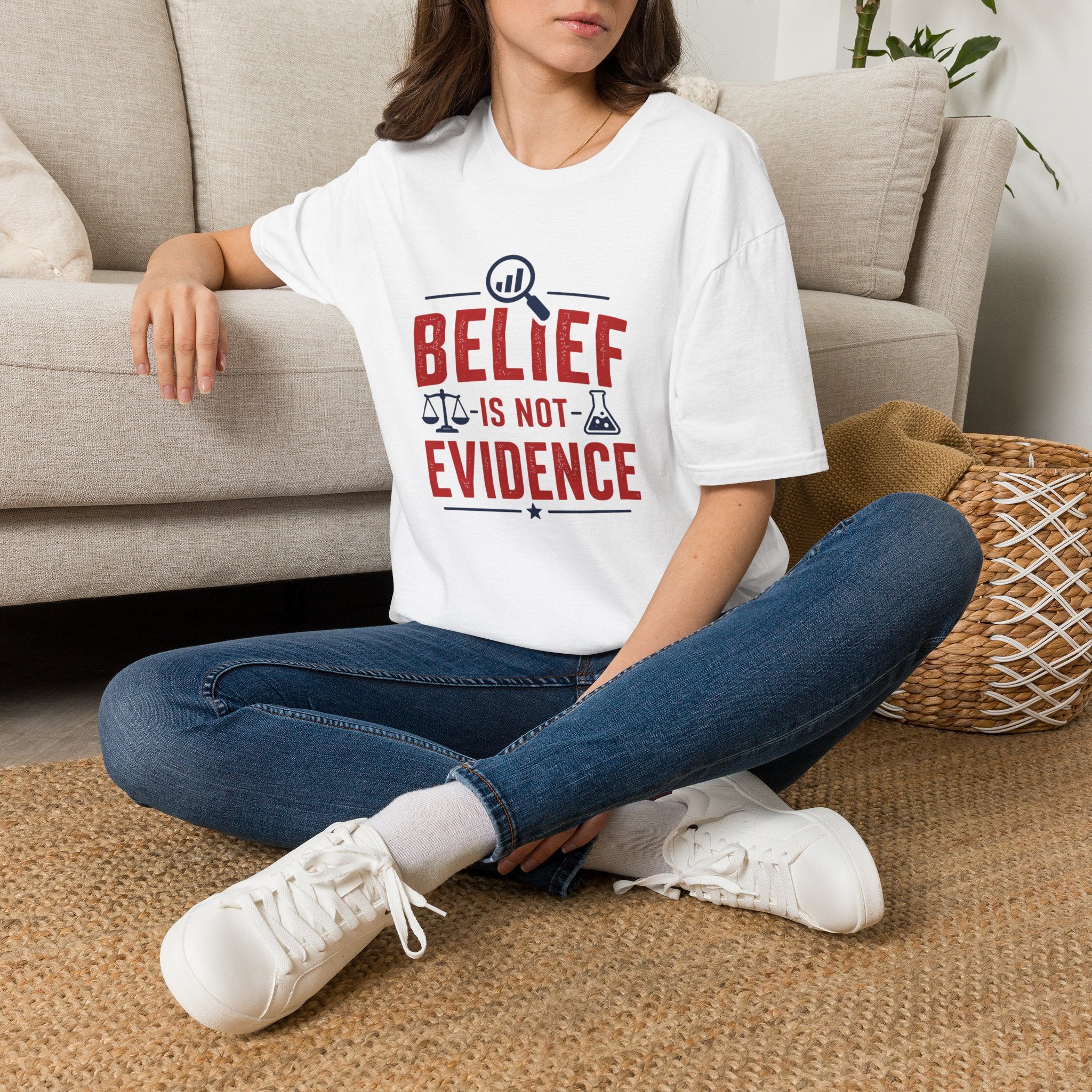 Belief Is Not Evidence T-Shirt — Skeptic Science Justice Graphic Tee