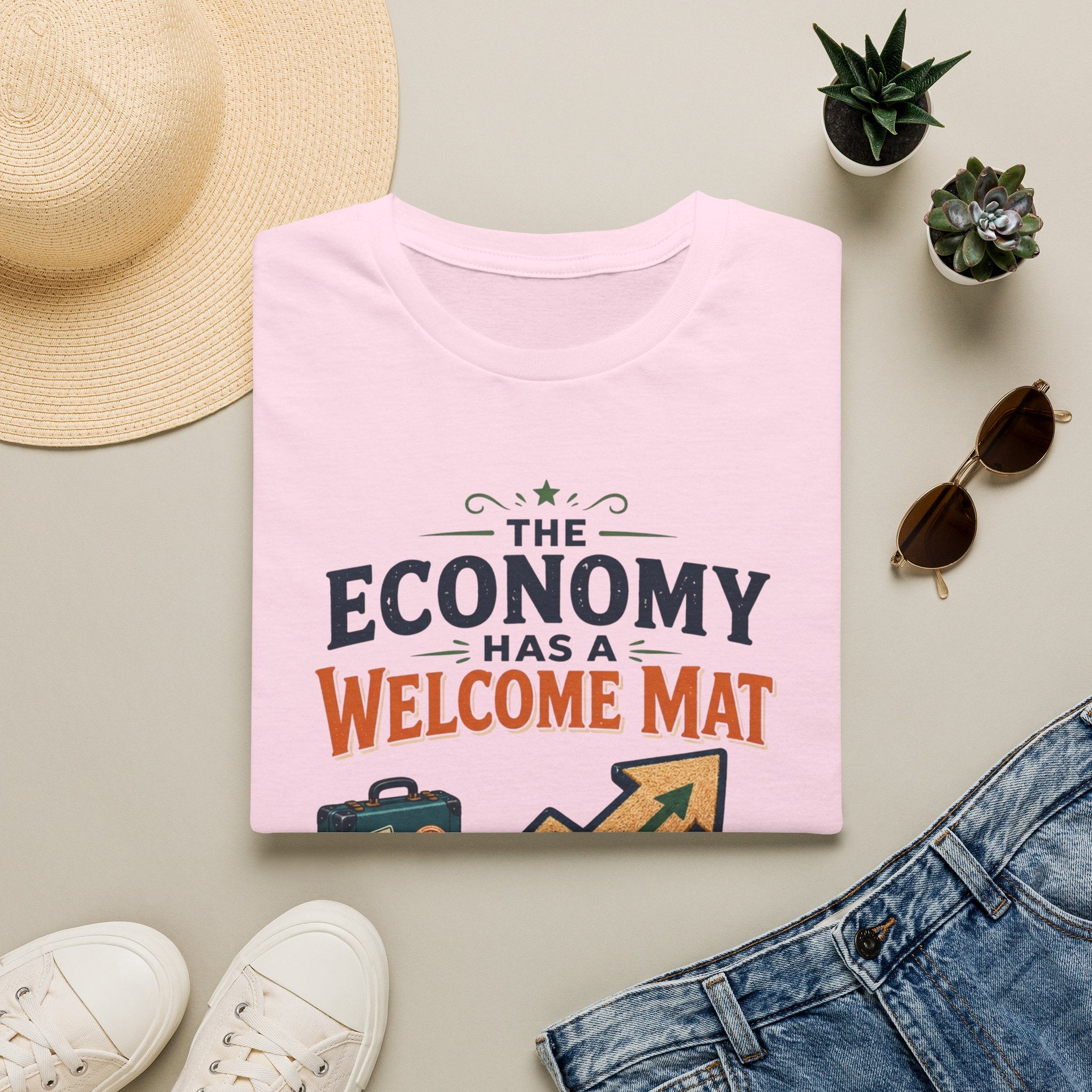 T-Shirt — "The Economy Has a Welcome Mat" Graphic Tee