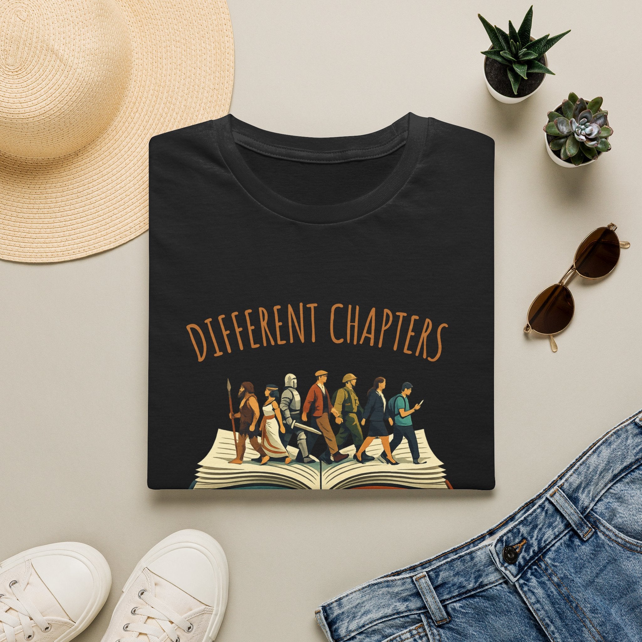 Different Chapters Same Book T-Shirt — Inspirational Reading & Life Journey Tee