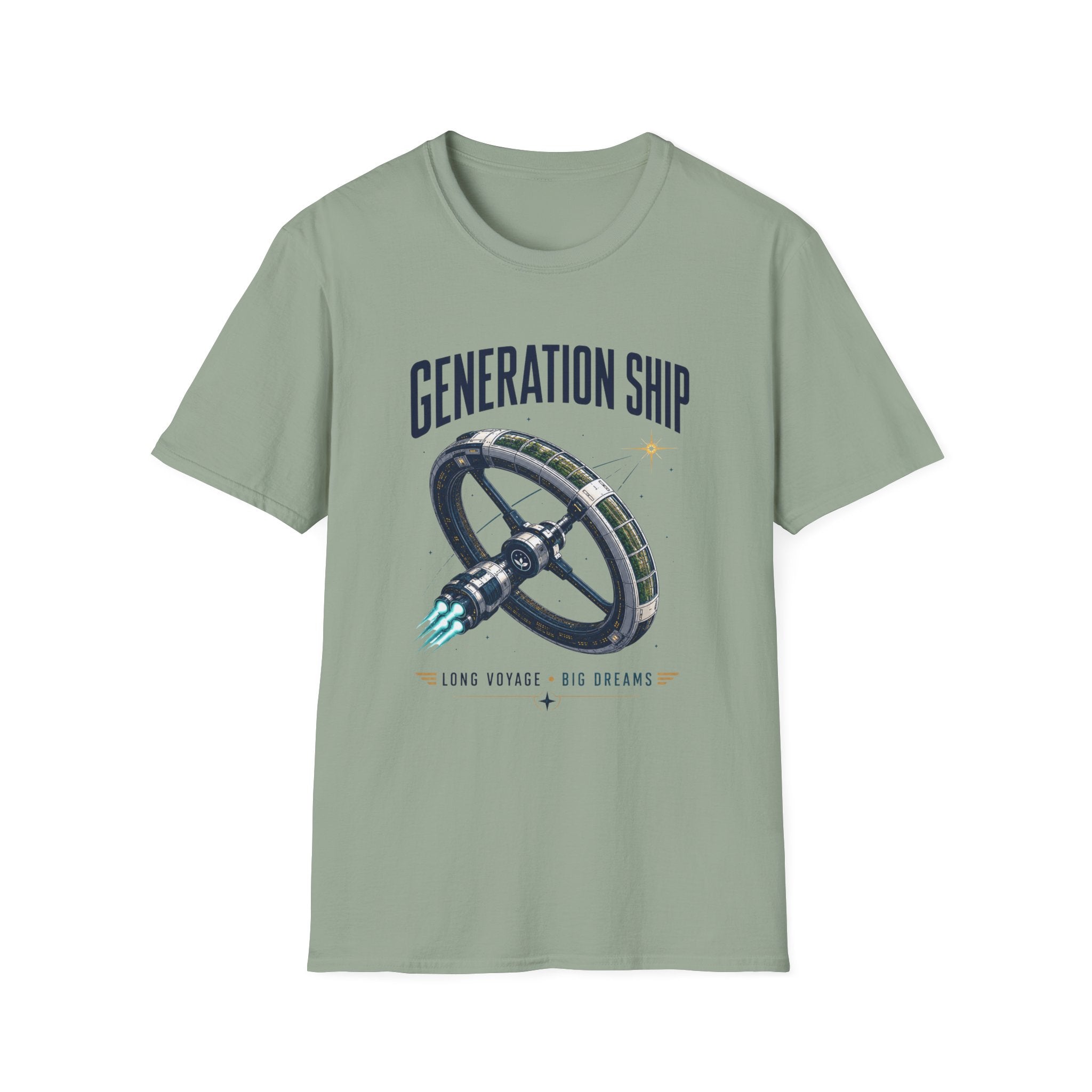 Generation Ship T-Shirt — Retro Space Wheel Sci‑Fi Tee