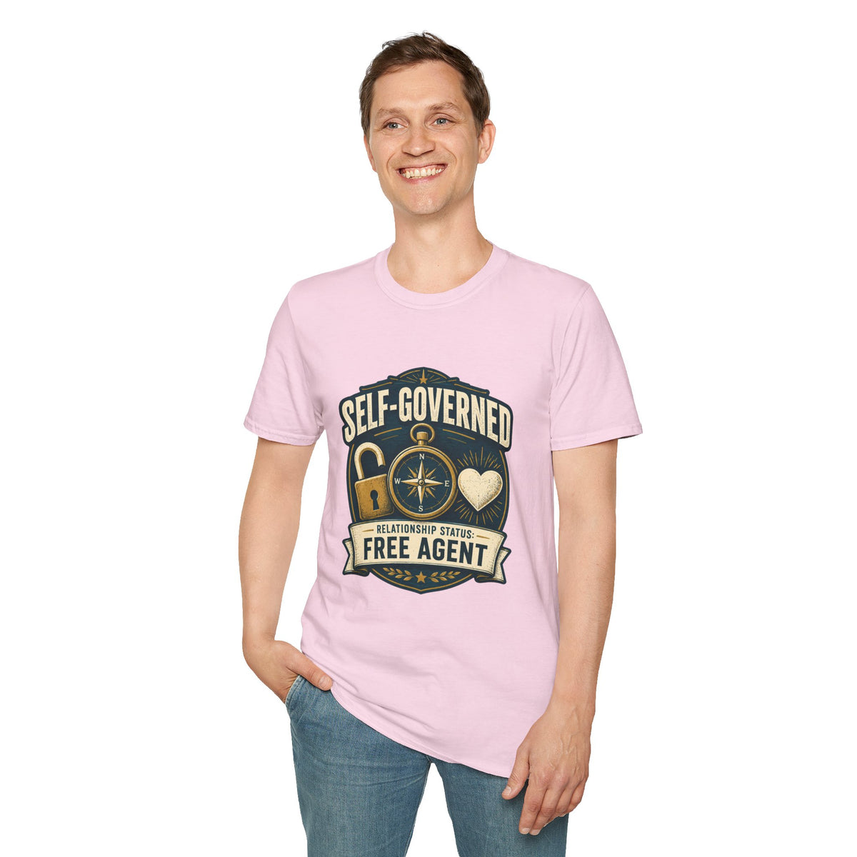 Self-Governed Compass T-Shirt — “Self-Governed: Relationship Status Free Agent” Graphic Tee