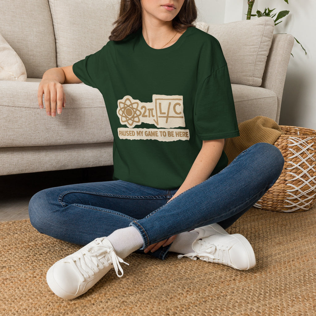 Physics Joke T-Shirt — '2π L/C' Retro Atom Graphic (I Used My Game to Be Here)