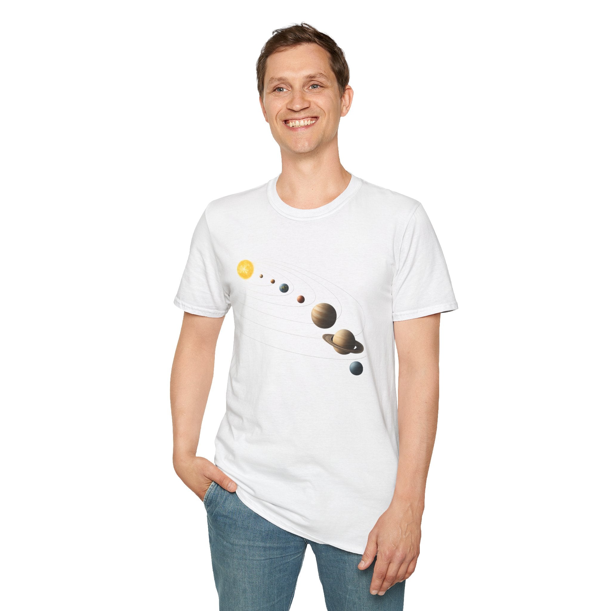 Solar System Graphic T-Shirt — Minimal Planet Lineup Tee