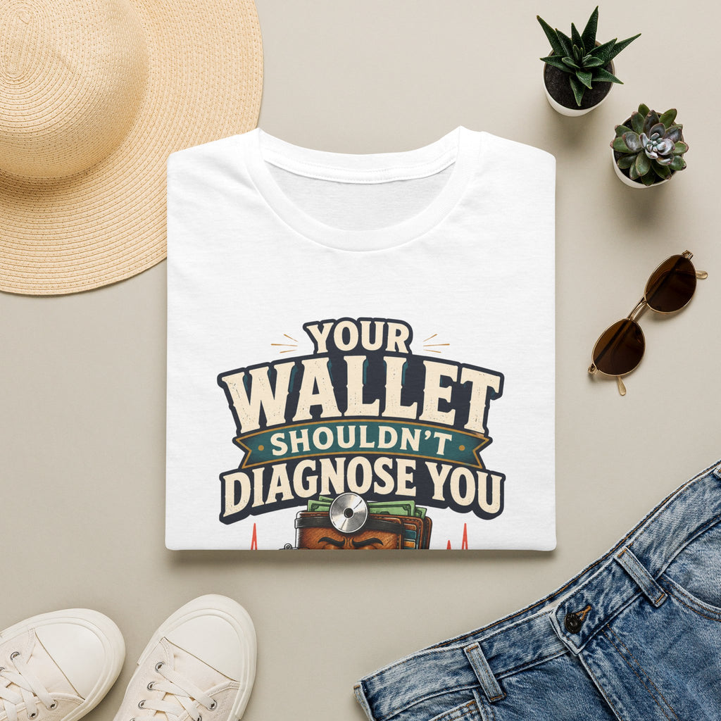 Healthcare Rights T-Shirt — "Your Wallet Shouldn't Diagnose You" Political Statement Tee