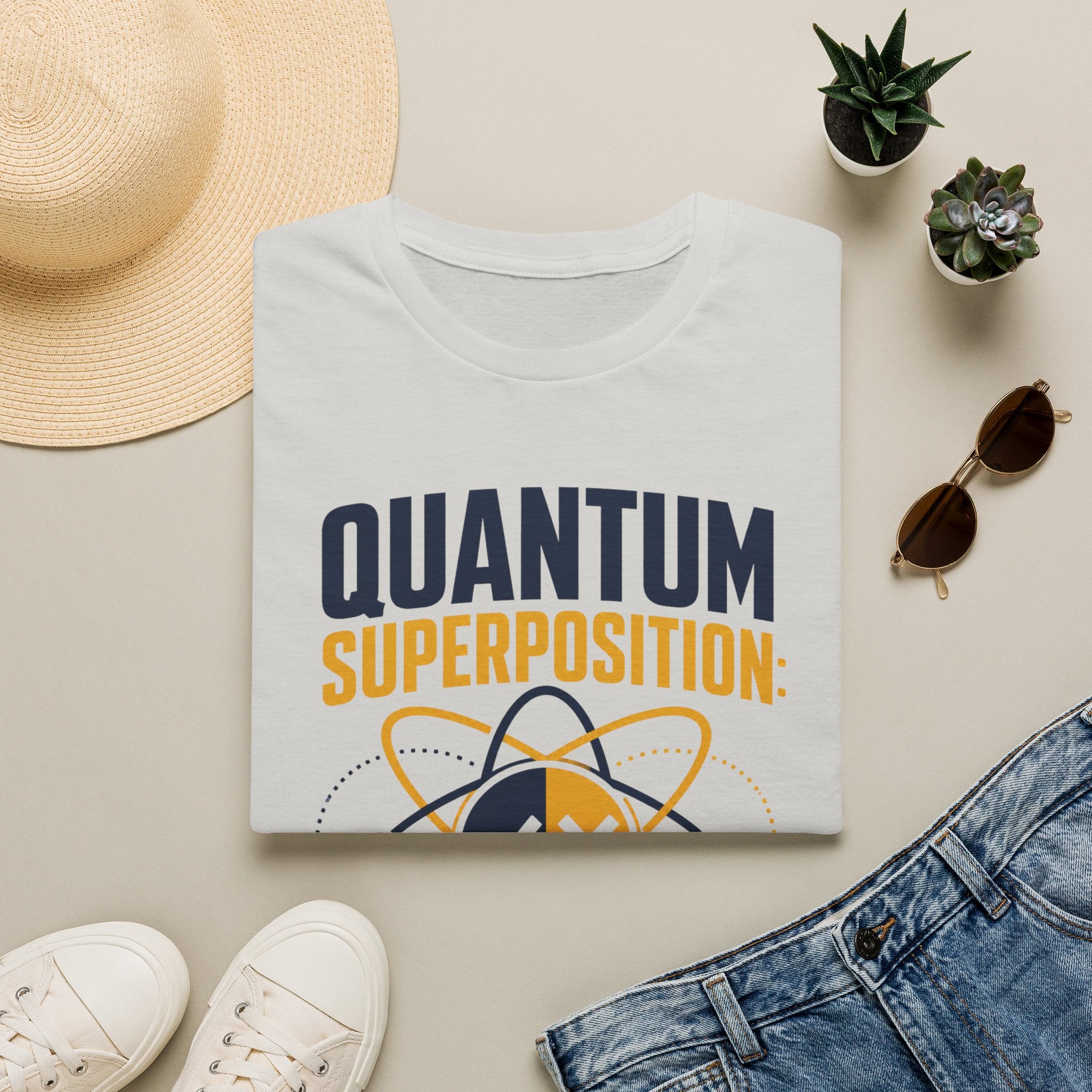 Quantum Superposition T-Shirt — Funny Science Tee (“Right and Wrong at the Same Time”)