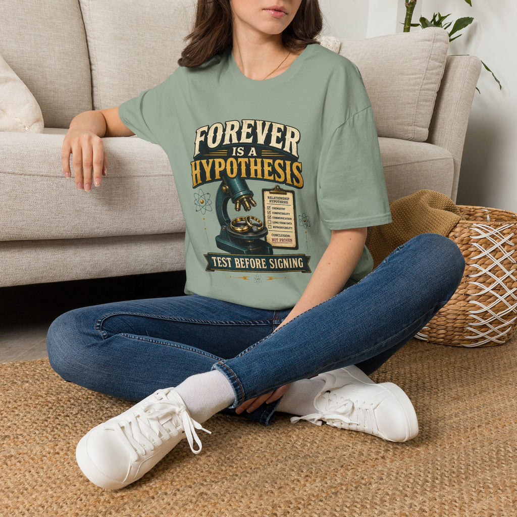 Forever Is a Hypothesis T-Shirt — Science Humor 'Test Before Signing' Tee