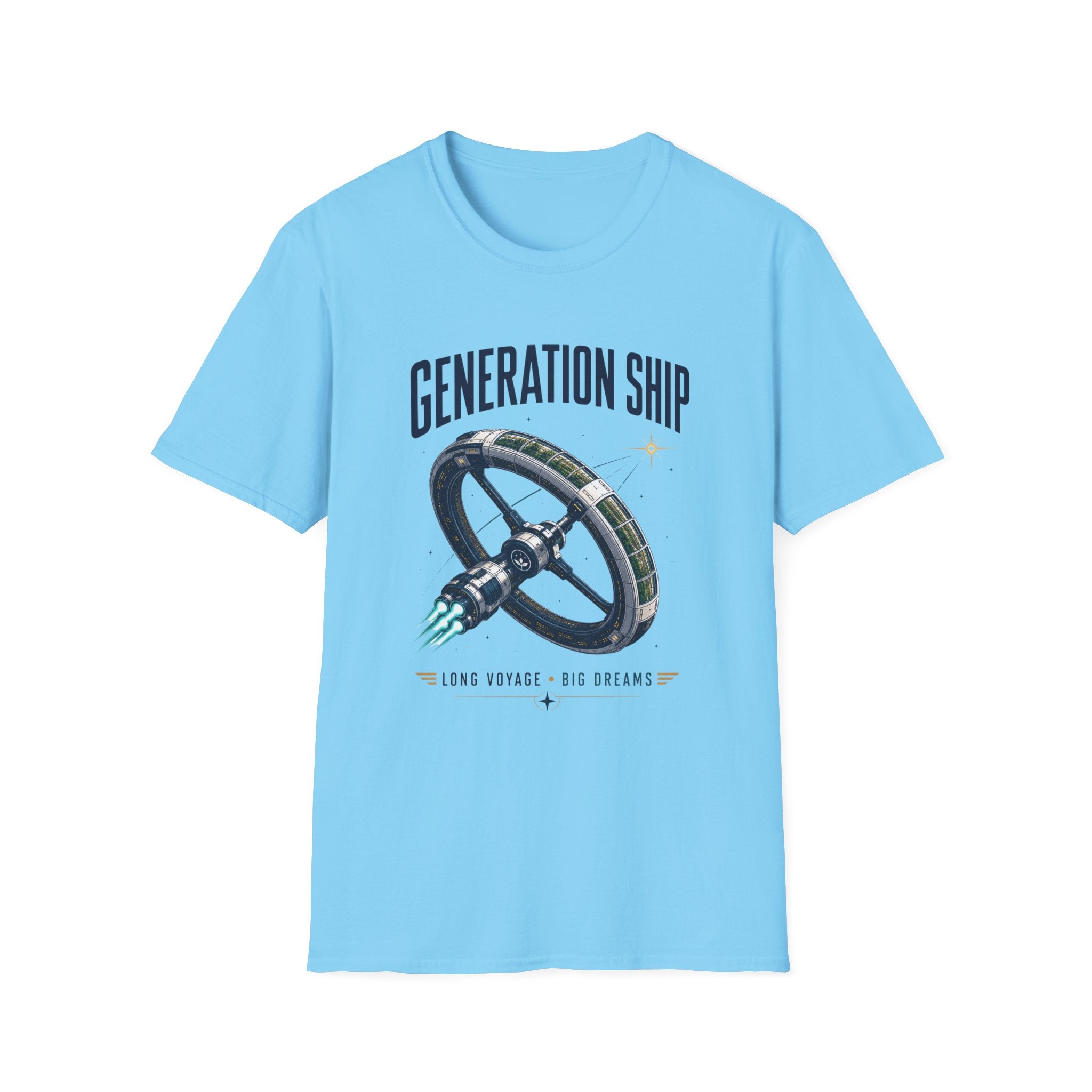 Generation Ship T-Shirt — Retro Space Wheel Sci‑Fi Tee
