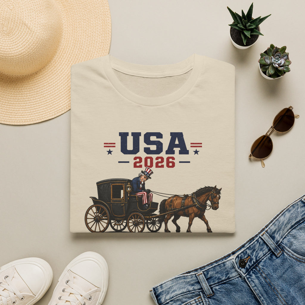 USA 2026 Campaign T‑Shirt — Patriotic Coach & Horse Graphic Tee