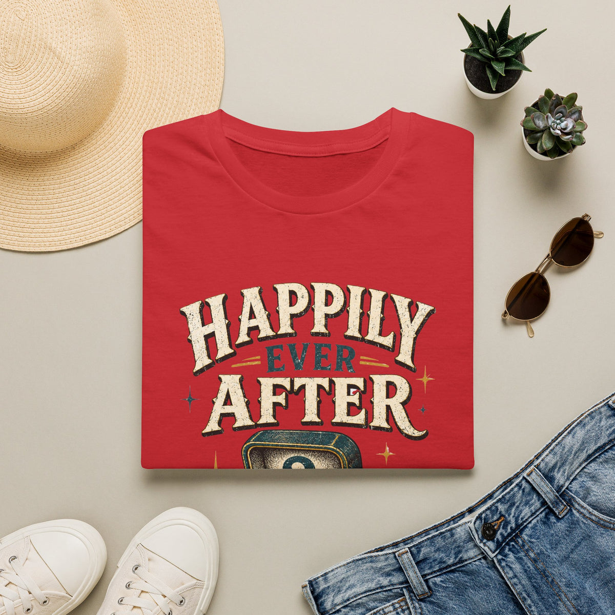 Happily Ever After T-Shirt — Funny Engagement/Marriage Proposal Tee (Ring Box, “Sold Separately” Design)