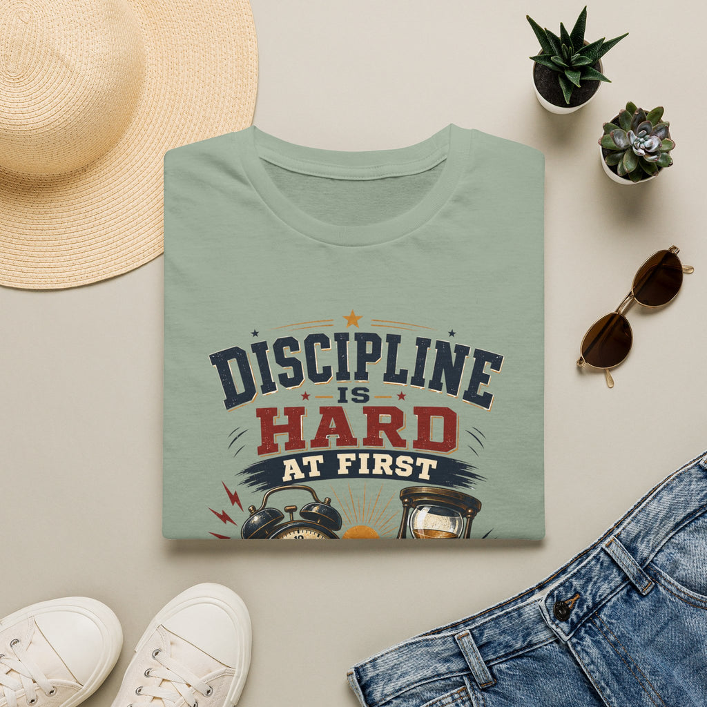 Discipline Is Hard At First T-Shirt — Motivational Timepiece Graphic Tee